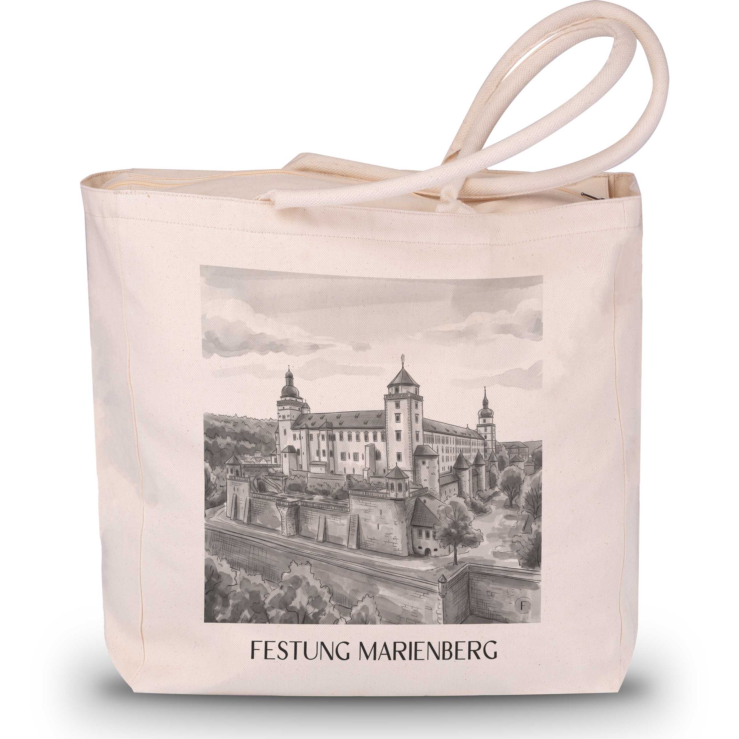 festung-marienberg-würzburg-deutschland-einkaufstasche-aquarell-schwarz-weiss