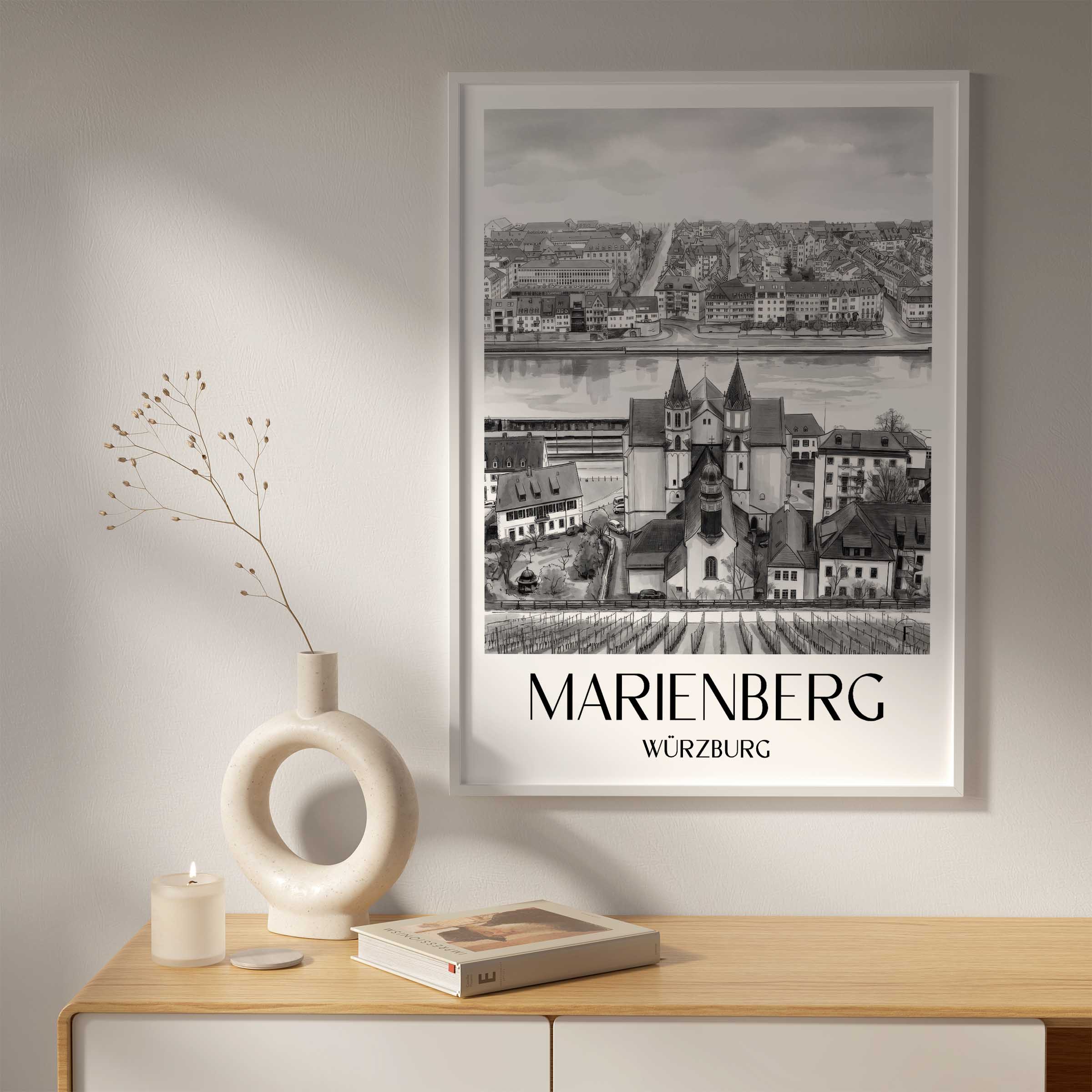 marienberg-würzburg-deutschland-poster-aquarell-schwarz-weiss