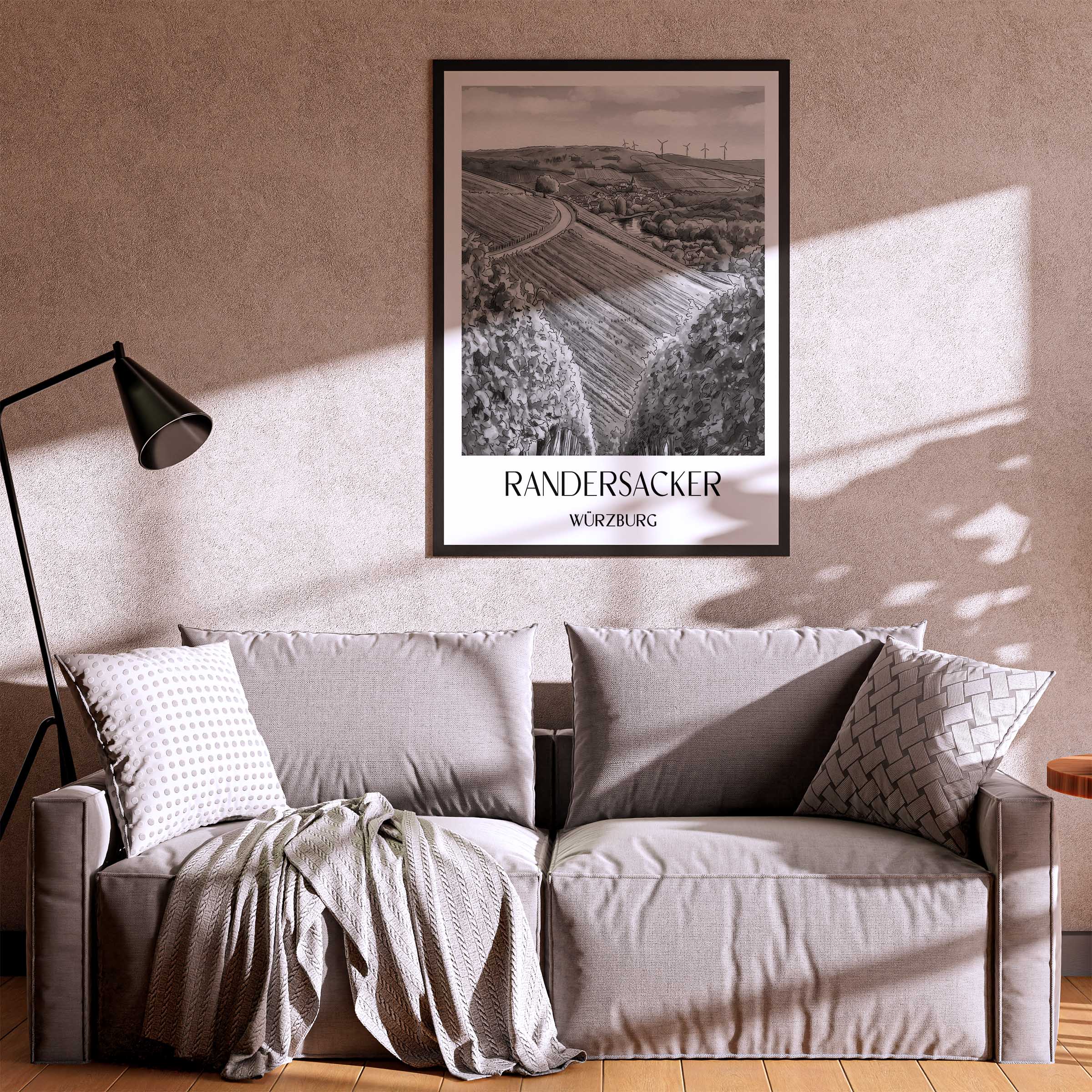 randersacker-würzburg-deutschland-poster-aquarell-schwarz-weiss