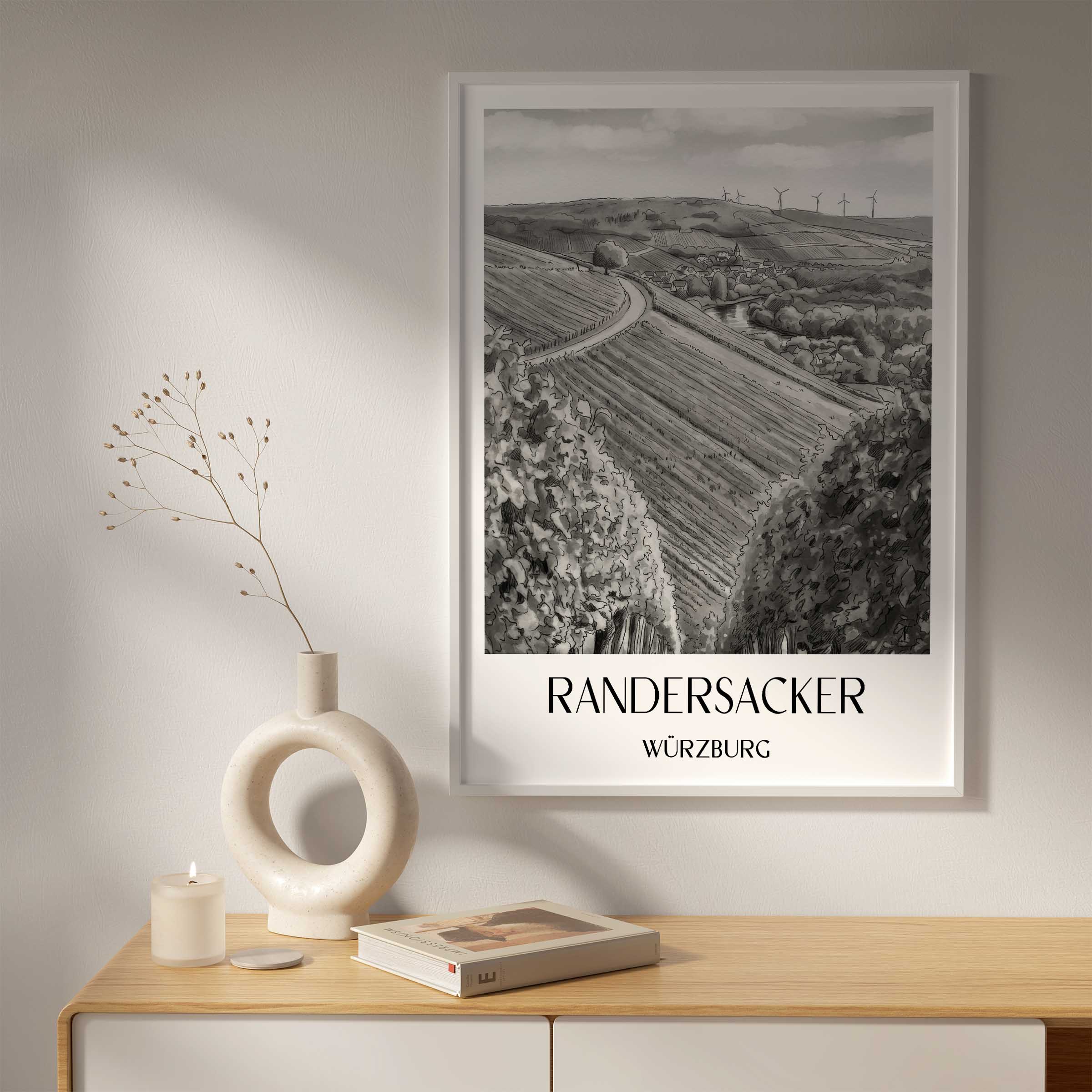 randersacker-würzburg-deutschland-poster-aquarell-schwarz-weiss