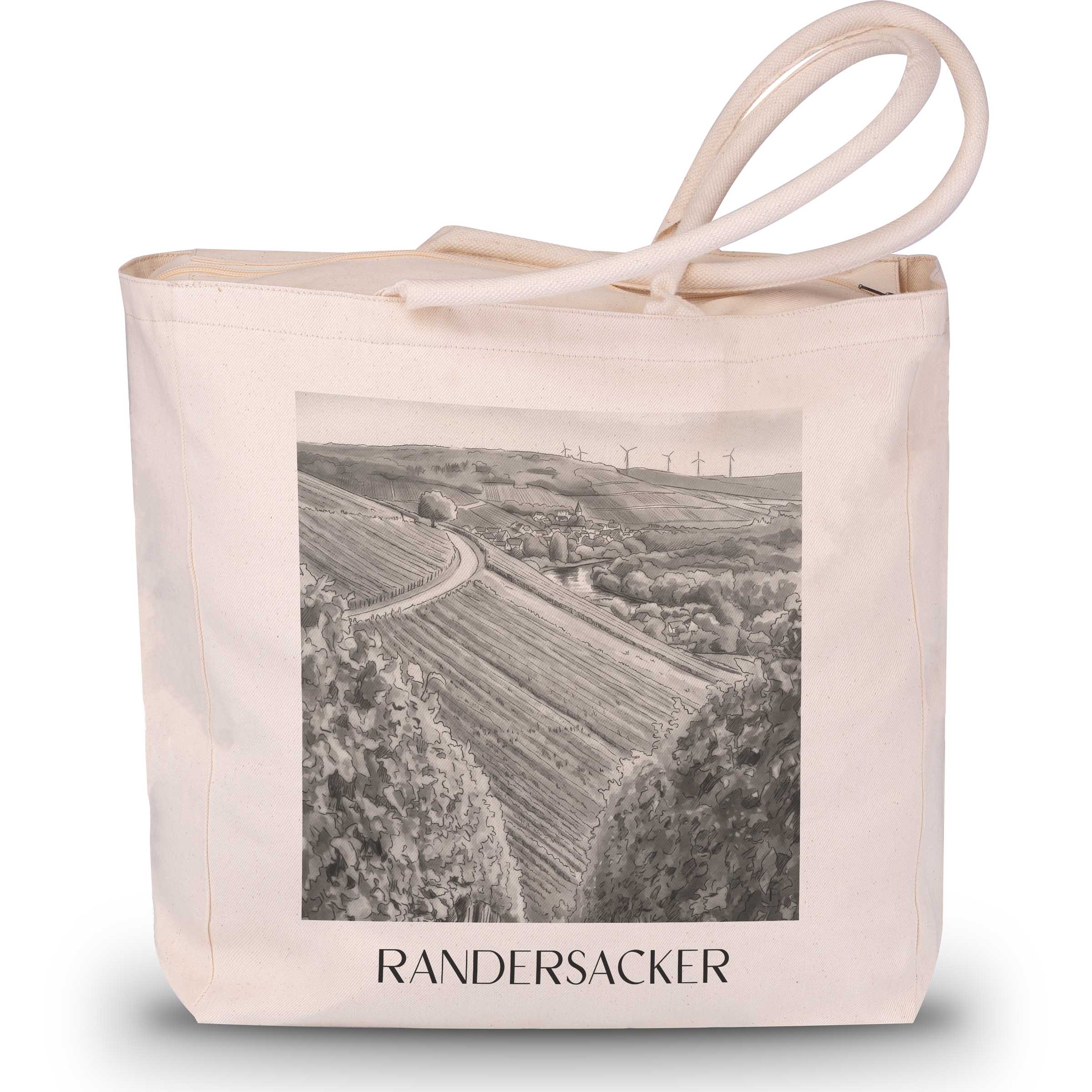 Randersacker Shopping Tasche - Würzburg - Deutschland Tote Bag - Einkaufstasche im Aquarell Schwarz-Weiß Stil