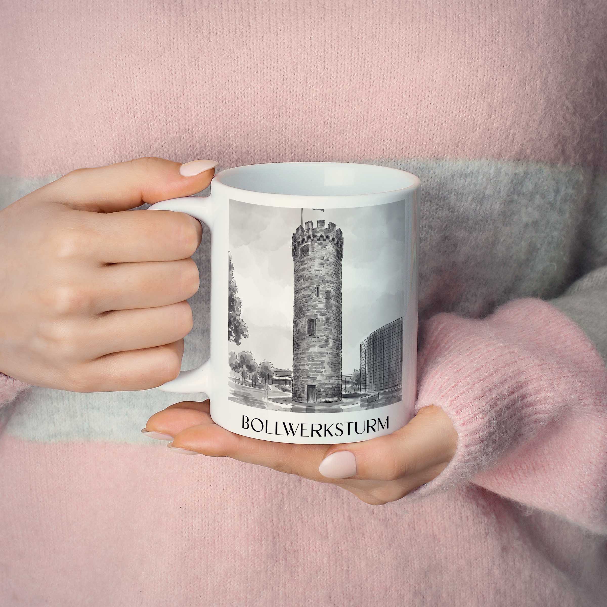 bollwerksturm-heilbronn-deutschland-kaffeebecher-aquarell-schwarz-weiss