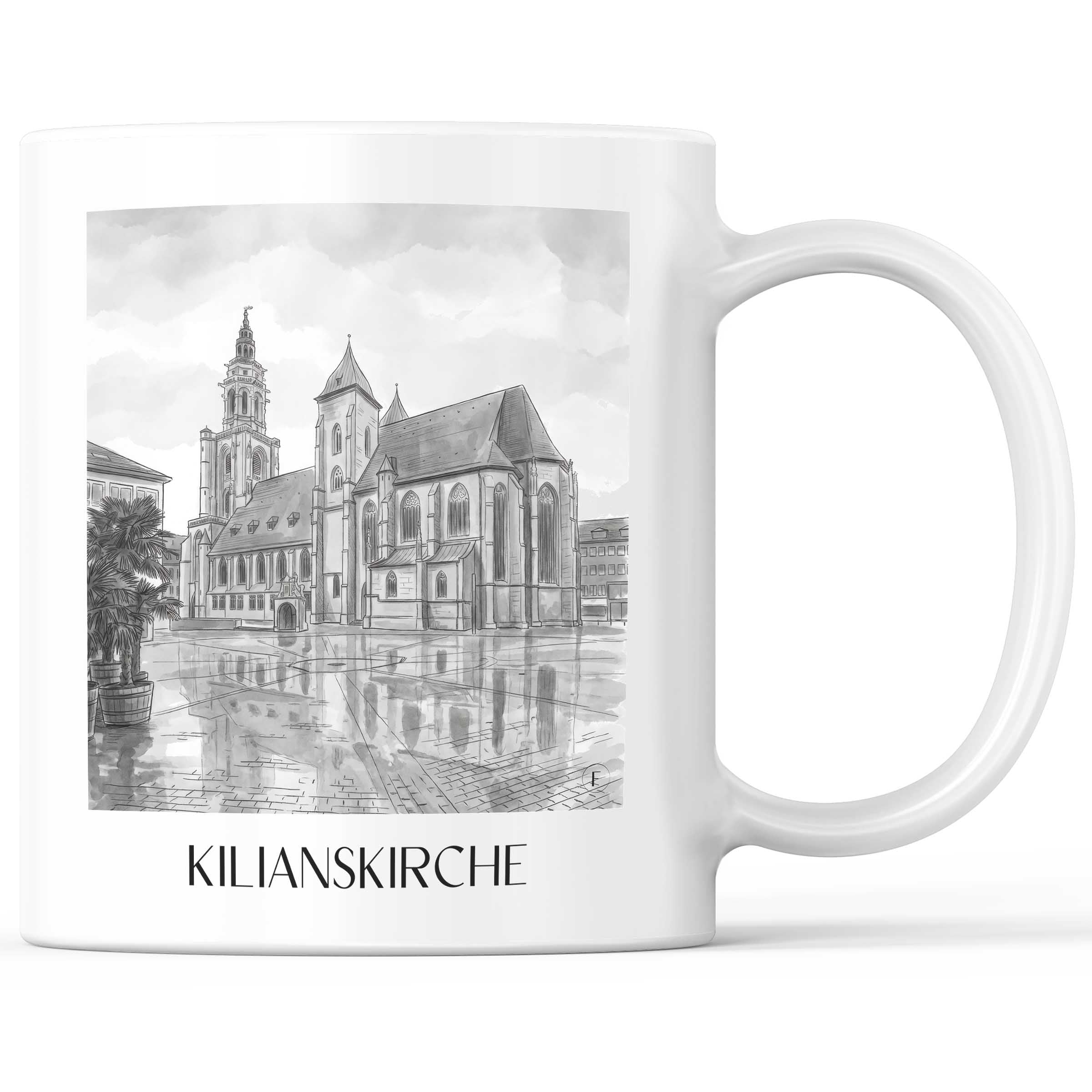 kilianskirche-heilbronn-deutschland-kaffeebecher-aquarell-schwarz-weiss