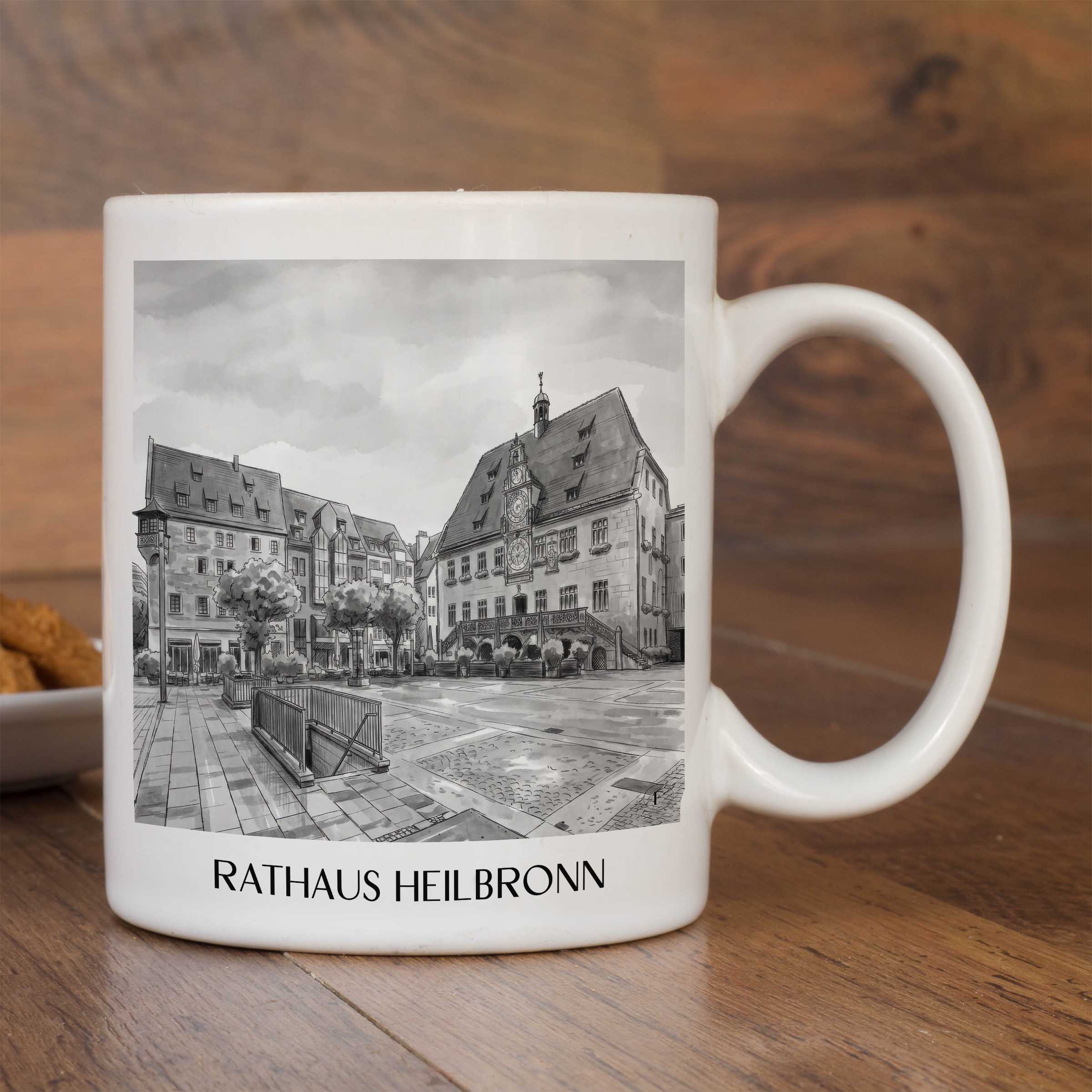 rathaus-heilbronn-deutschland-kaffeebecher-aquarell-schwarz-weiss