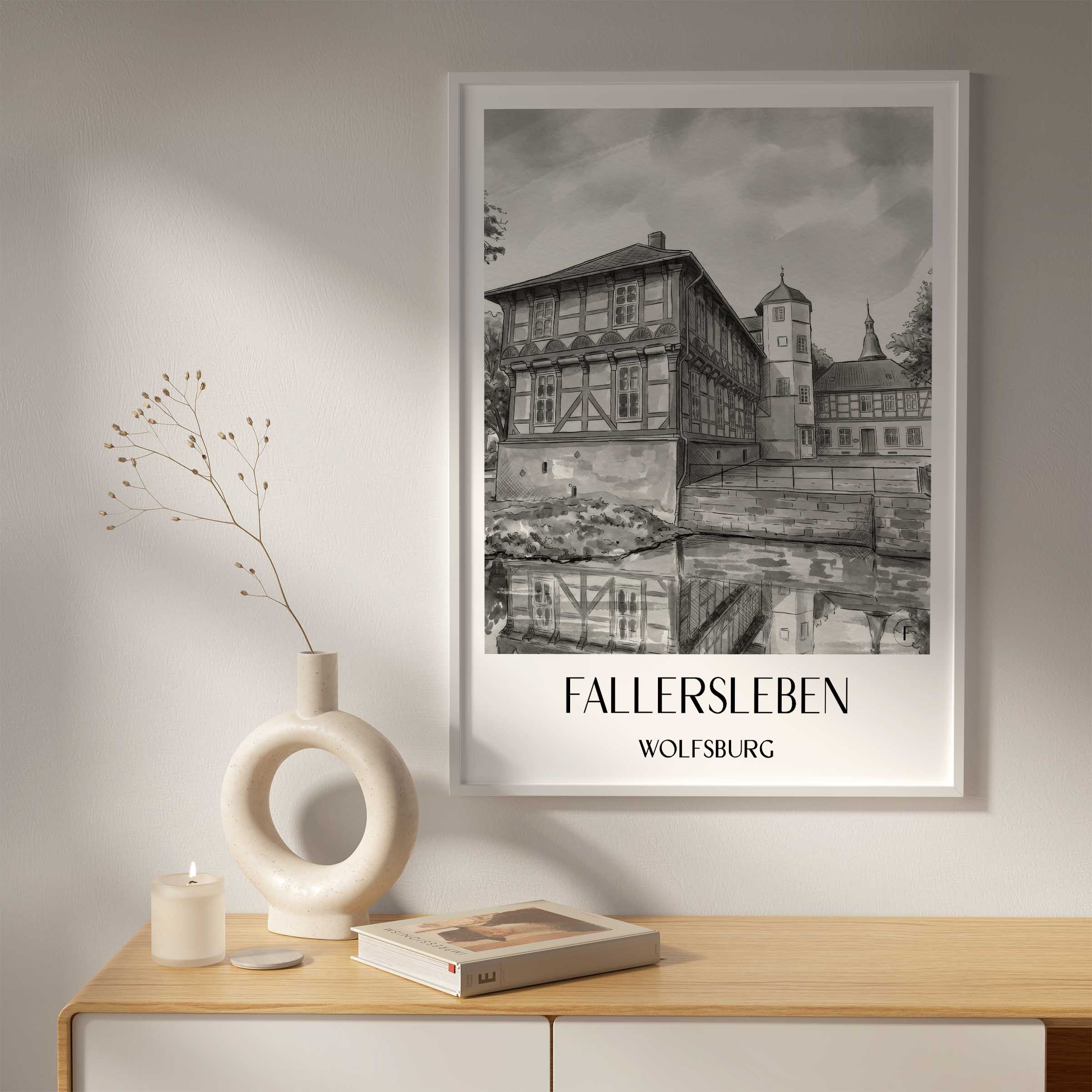 fallersleben-wolfsburg-deutschland-poster-aquarell-schwarz-weiss