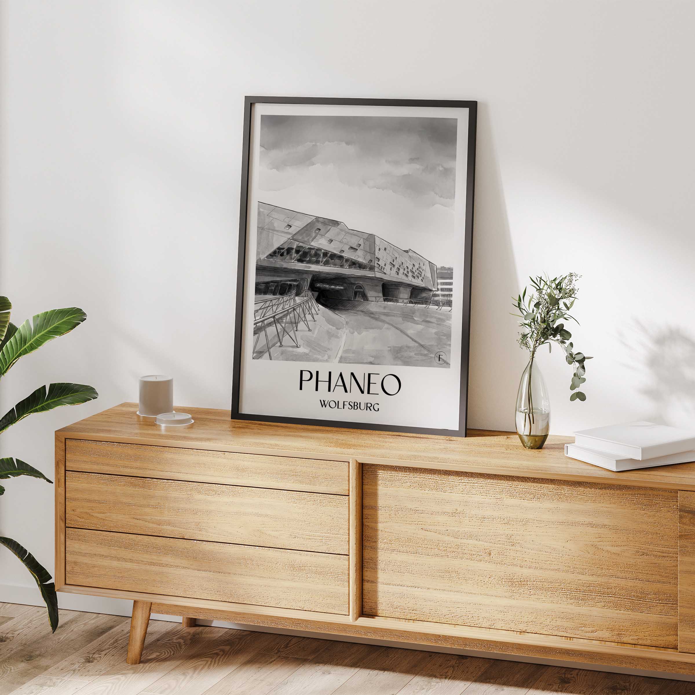 phaneo-wolfsburg-deutschland-poster-aquarell-schwarz-weiss