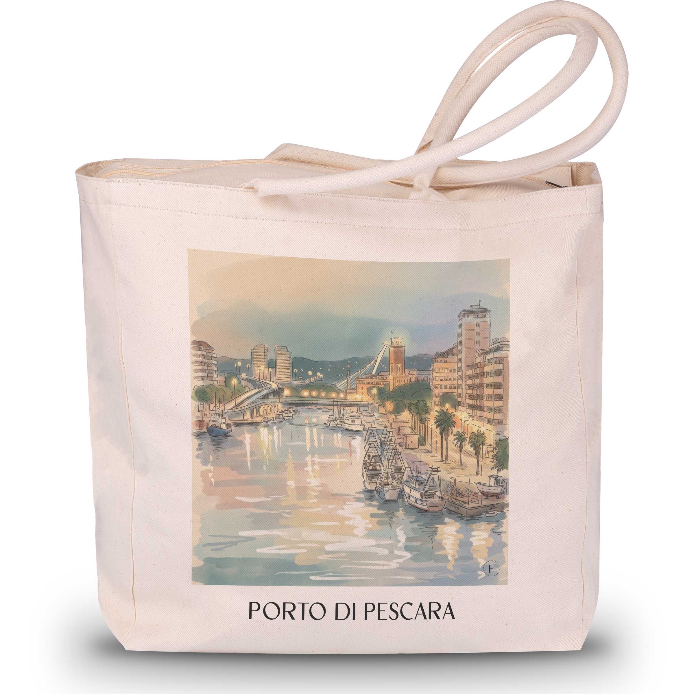 Porto di Pescara Shopping Tasche - Abruzzen - Italien Tote Bag - Einkaufstasche im Aquarell Stil