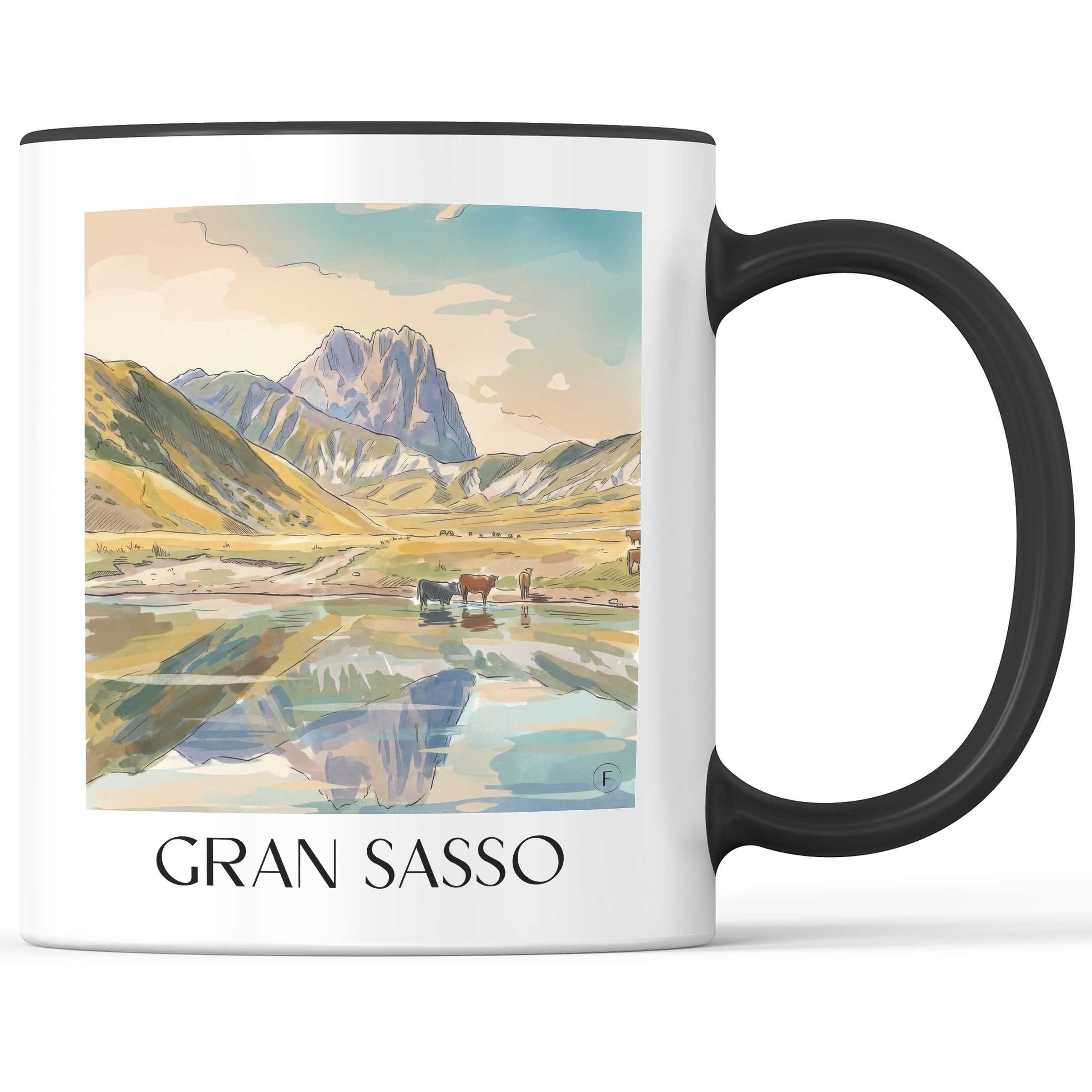 Gran Sasso Kaffeebecher - Abruzzen - Italien Becher - Kaffeetasse im Aquarell Stil