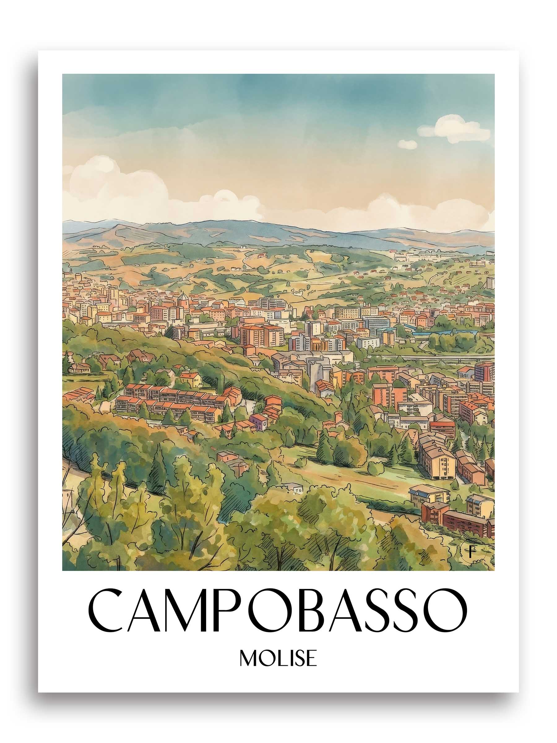 Campobasso Poster - Molise - Italien Kunstdruck - Aquarell von A4 bis A1