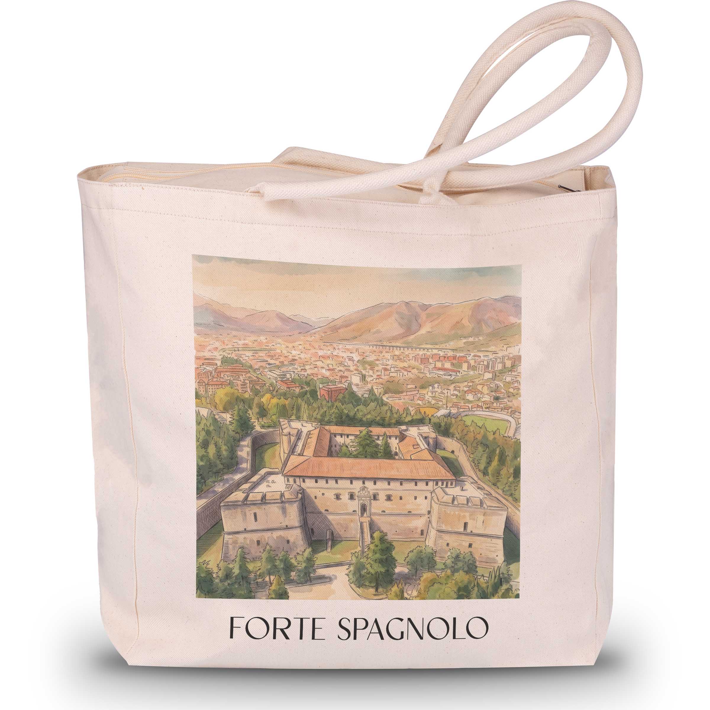 forte-spagnolo-l´aquila-italien-einkaufstasche-aquarell