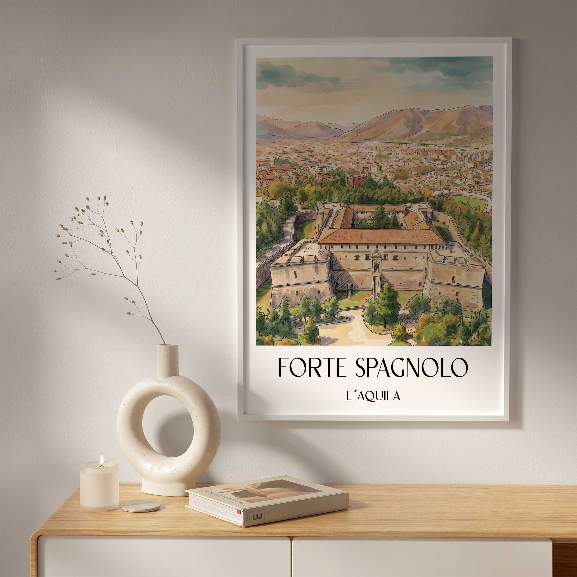 forte-spagnolo-l´aquila-italien-poster-aquarell