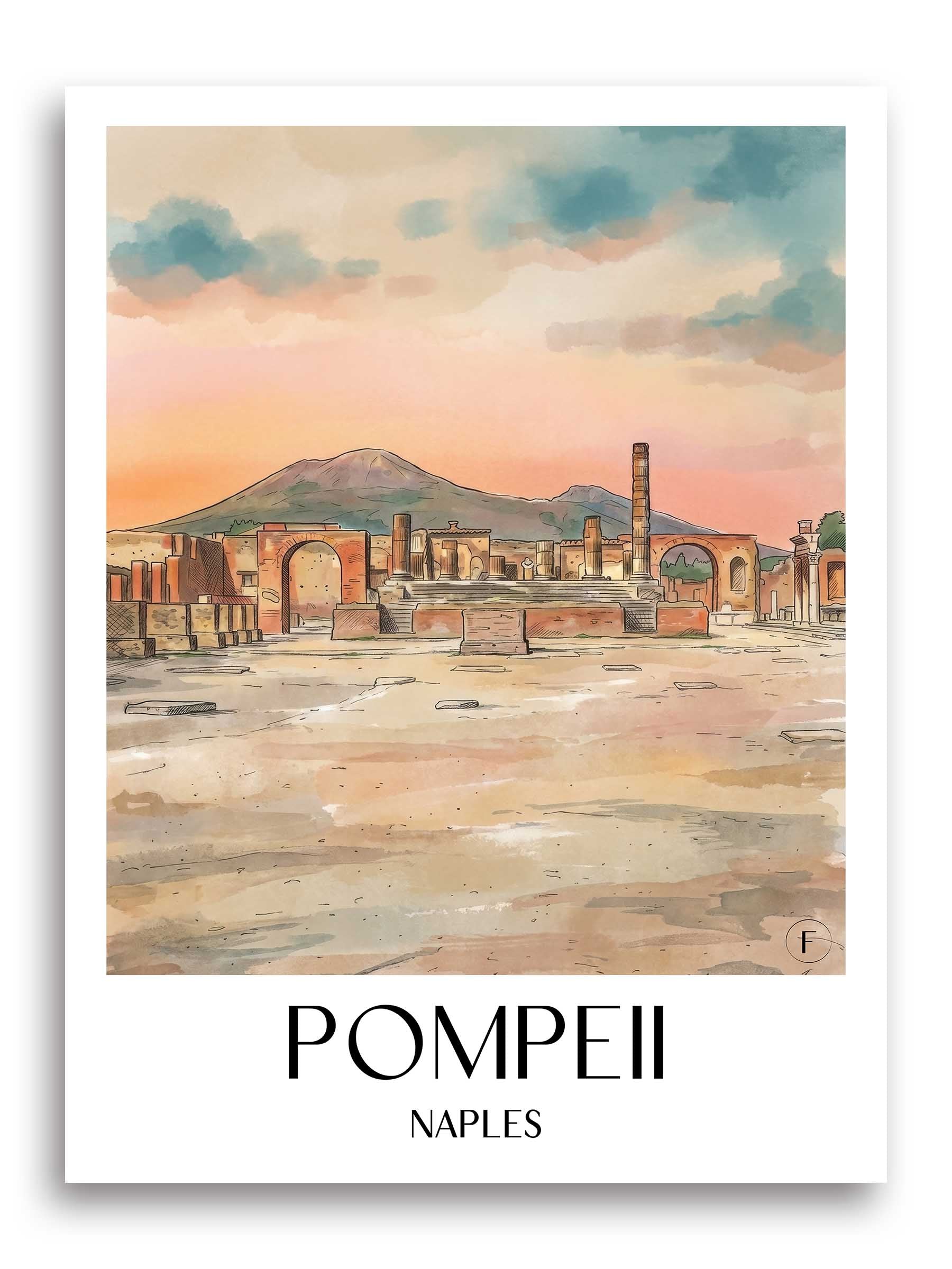 Pompei Poster - Neapel - Italien Kunstdruck - Aquarell von A4 bis A1
