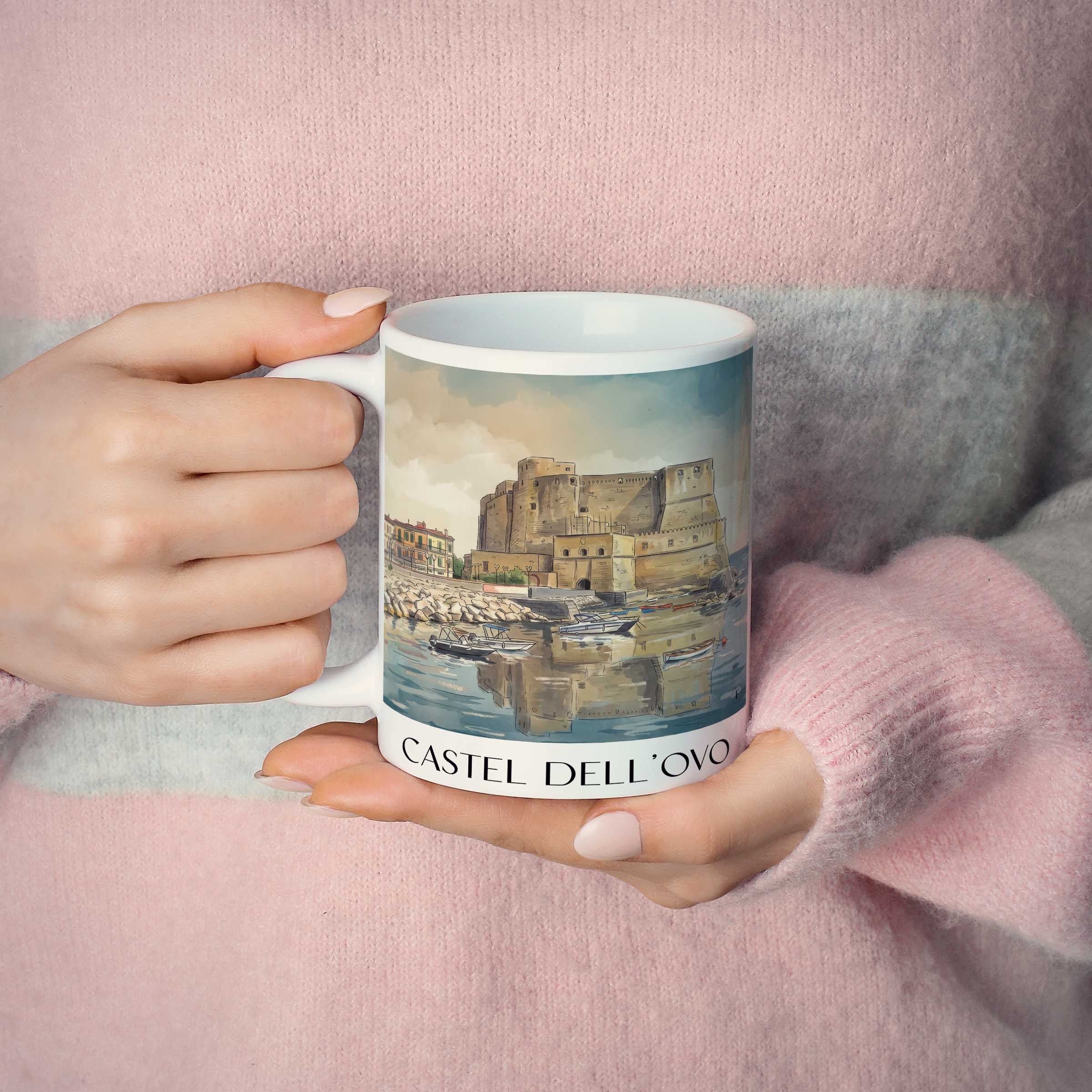 castel-dell´ovo-neapel-italien-kaffeebecher-aquarell