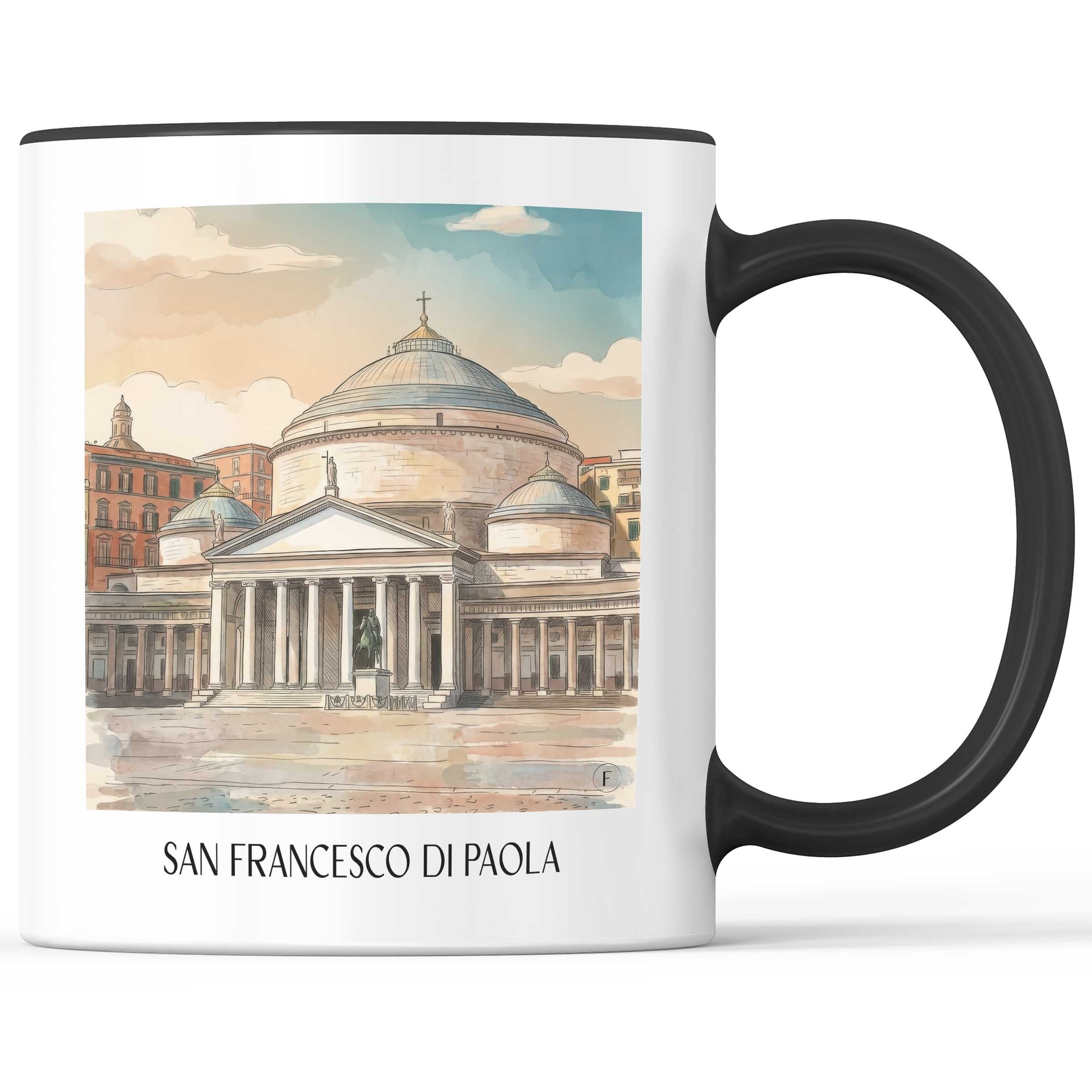San Francesco di Paola Kaffeebecher - Neapel - Italien Becher - Kaffeetasse im Aquarell Stil