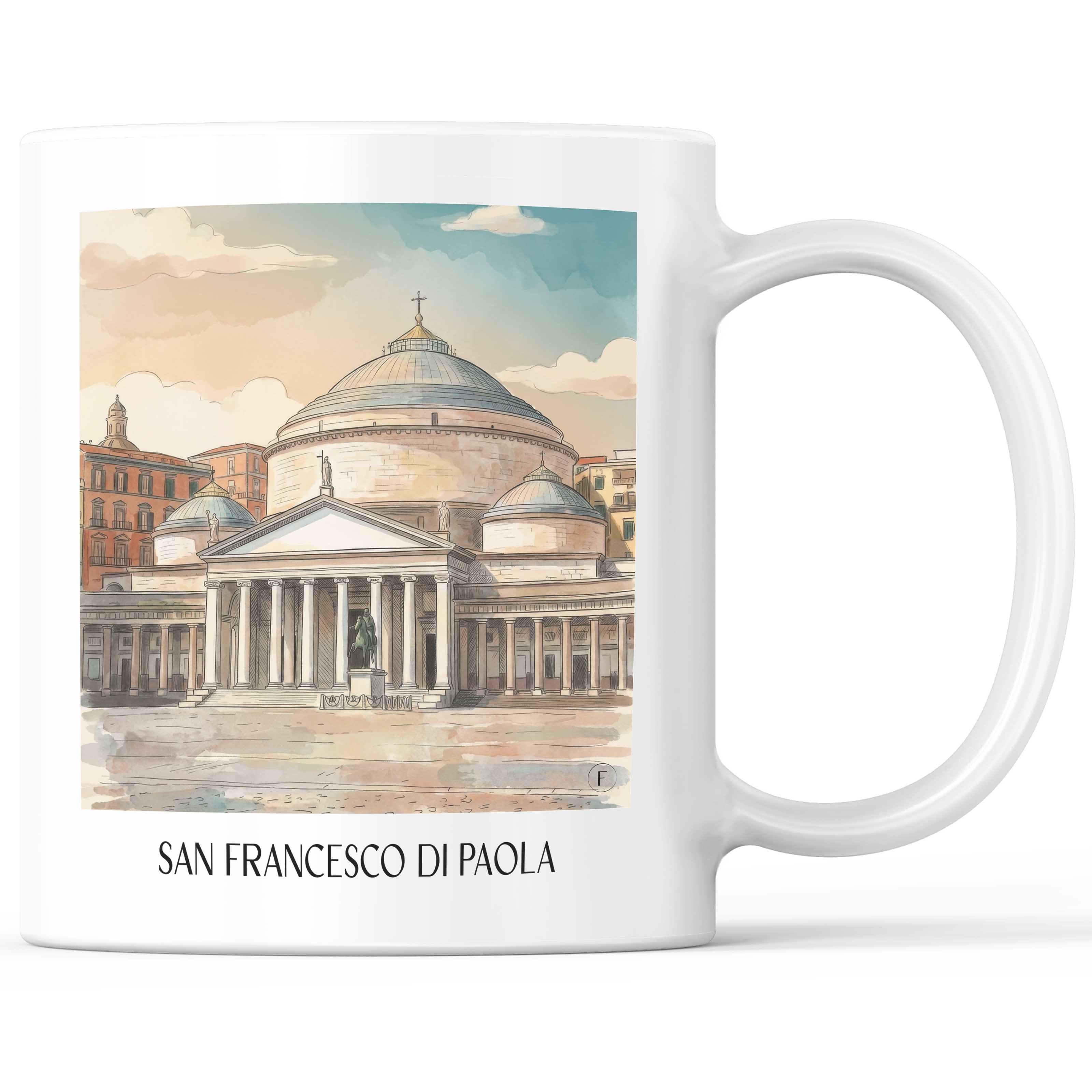 San Francesco di Paola Kaffeebecher - Neapel - Italien Becher - Kaffeetasse im Aquarell Stil