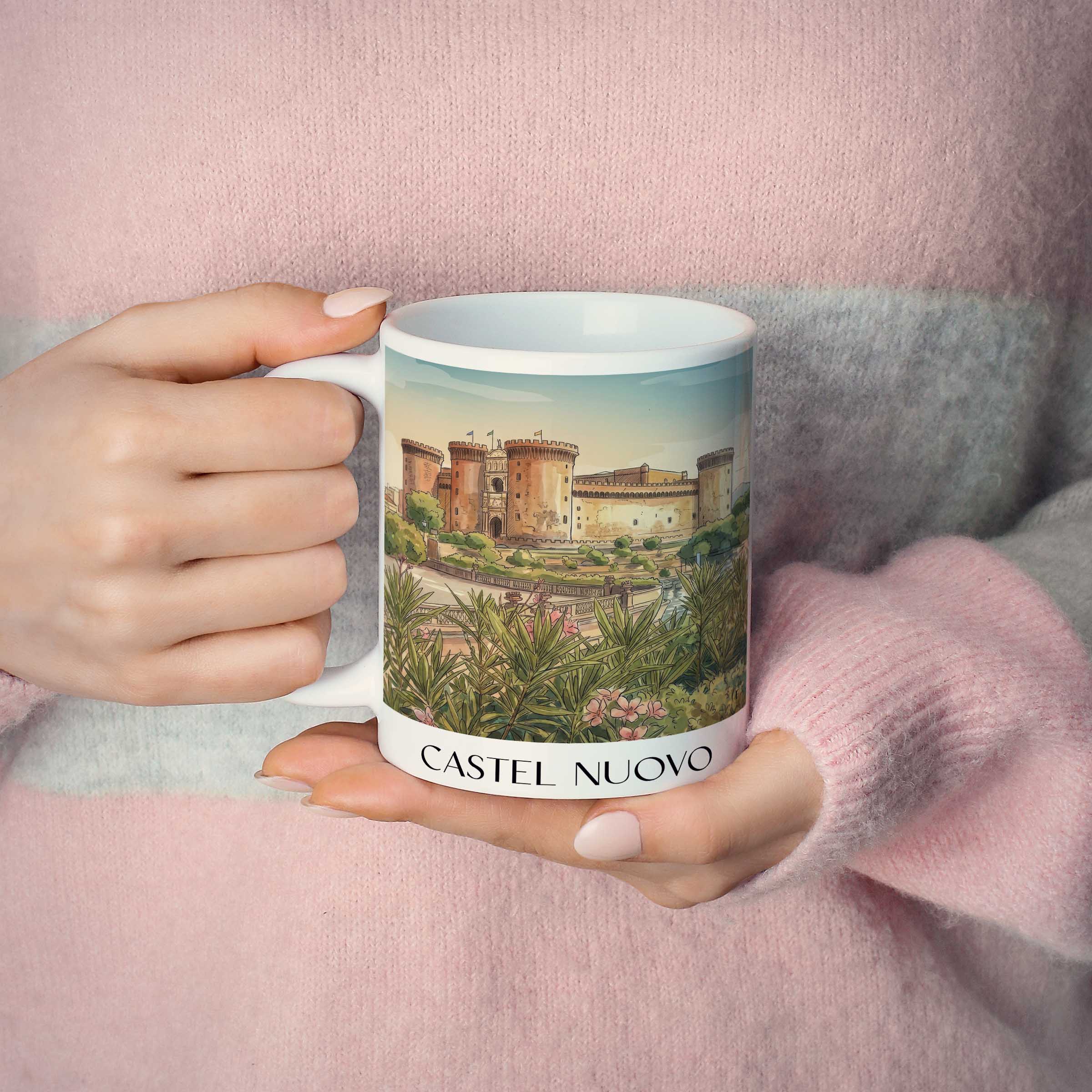castel-nuovo-neapel-italien-kaffeebecher-aquarell
