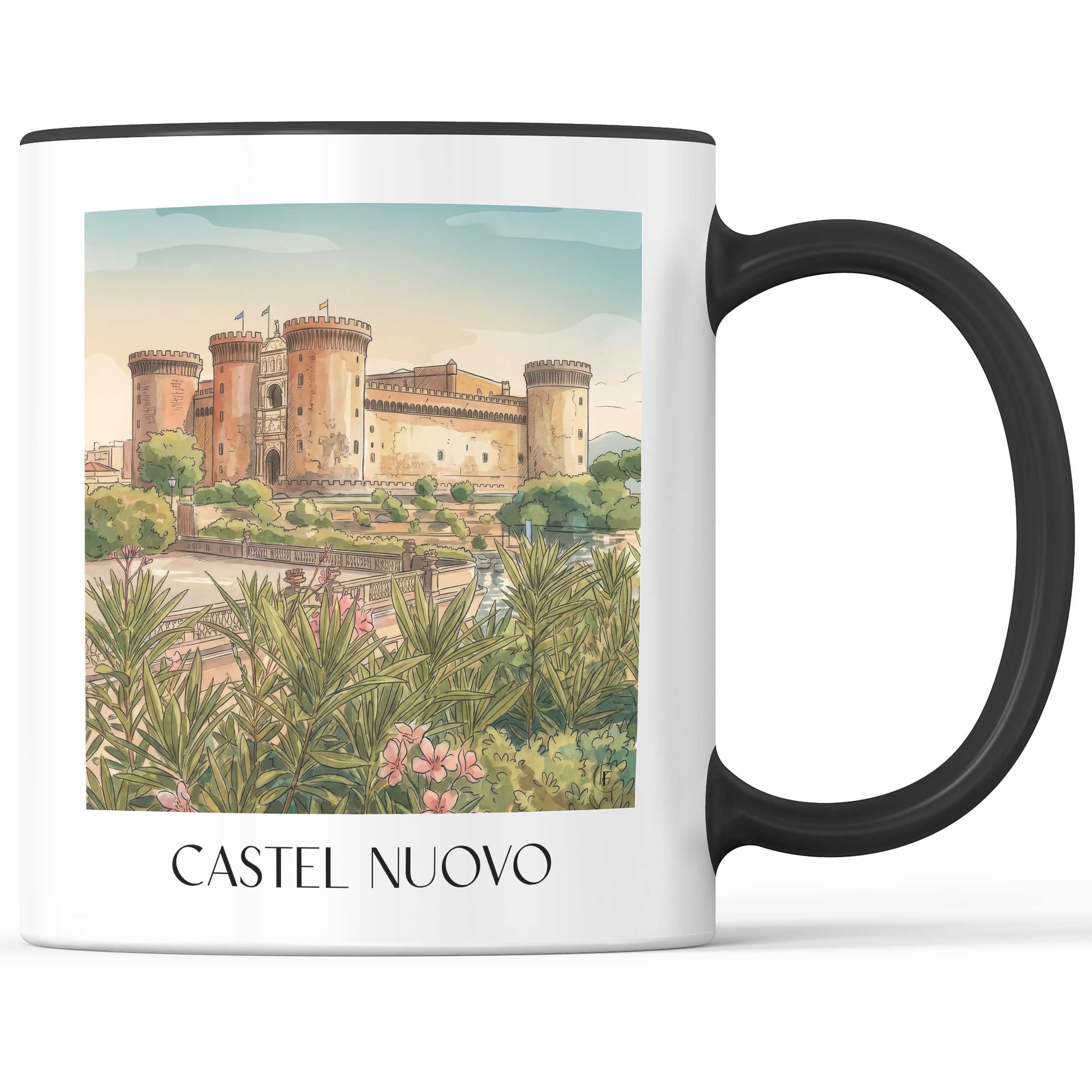 Castel Nuovo Kaffeebecher - Neapel - Italien Becher - Kaffeetasse im Aquarell Stil