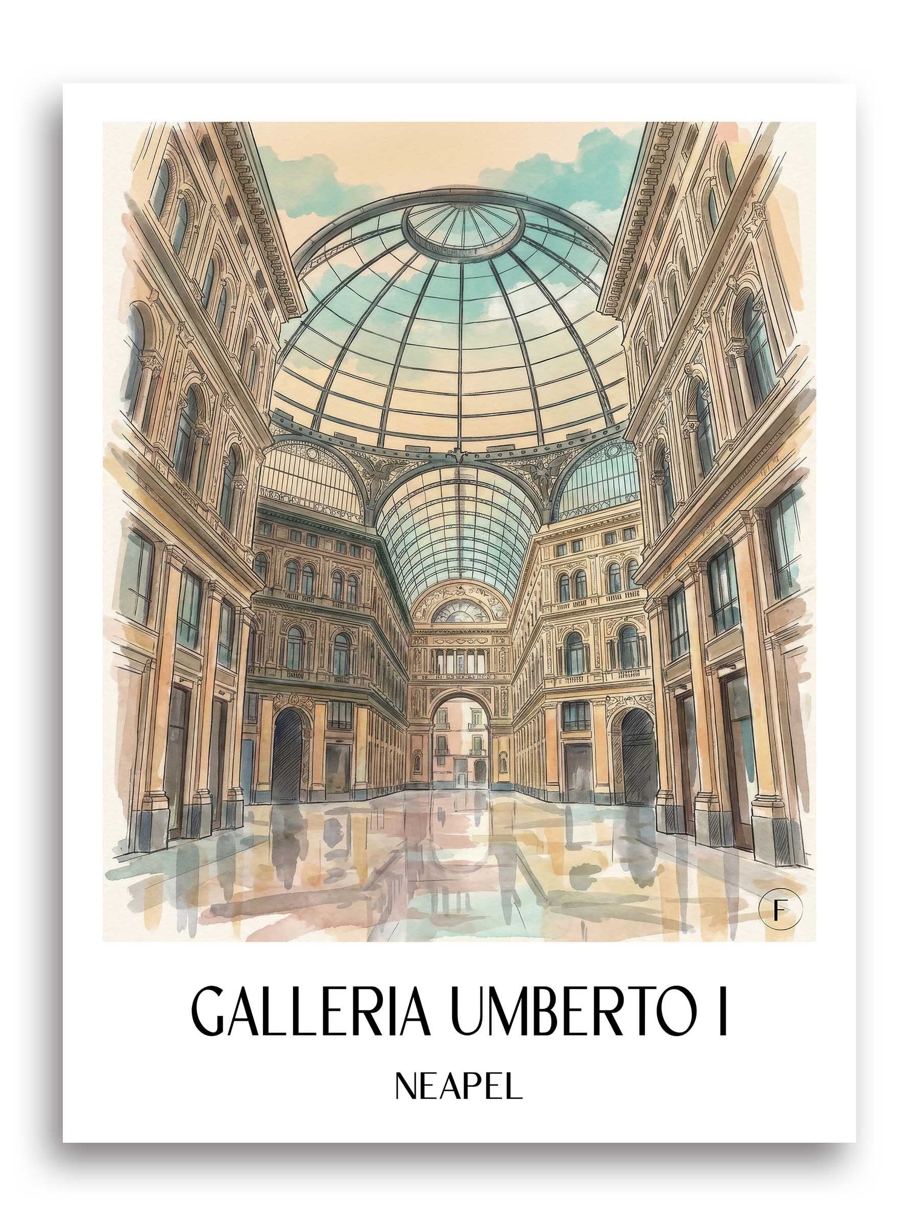 galleria-umberto-i-neapel-italien-poster-aquarell