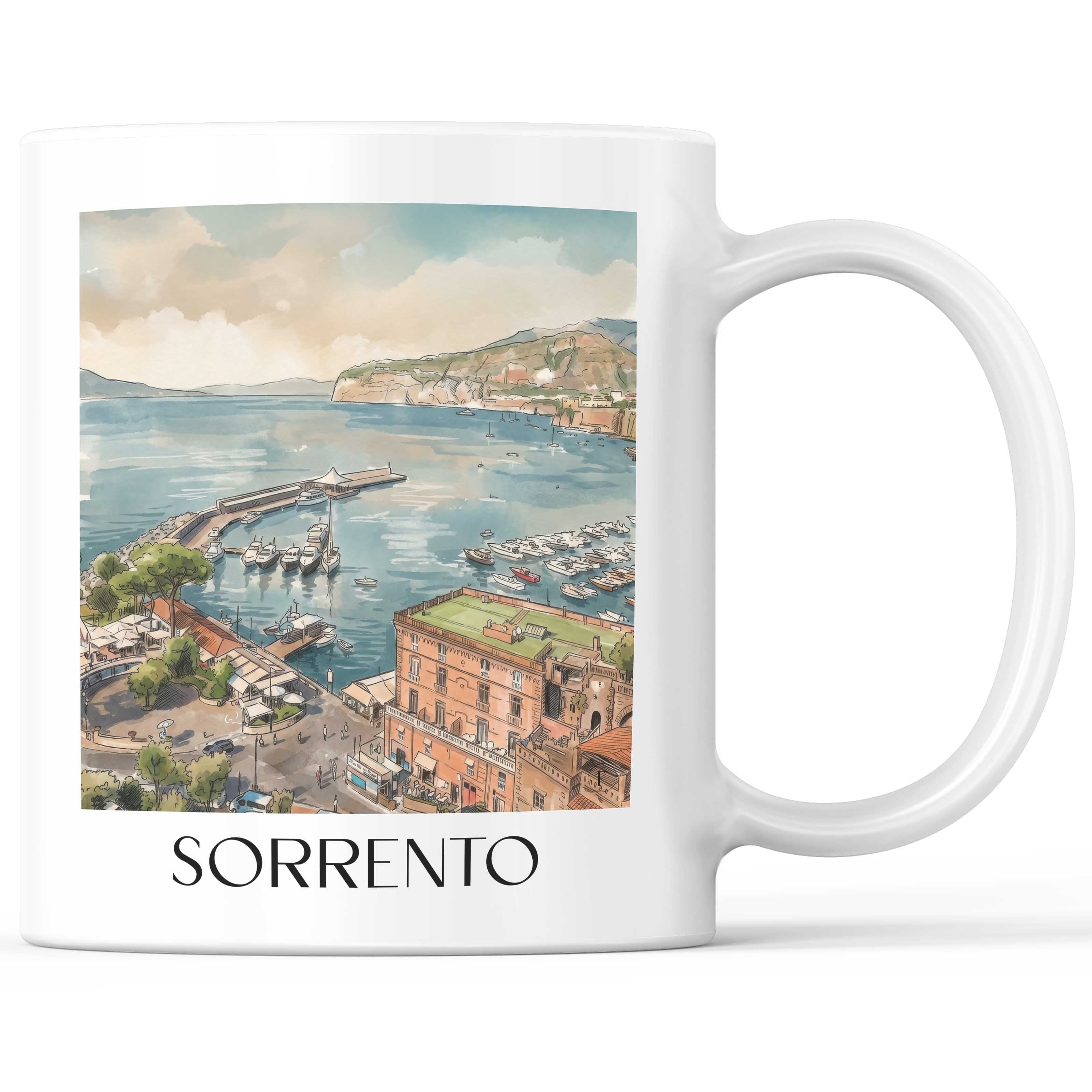 Sorrent Kaffeebecher - Kampanien - Italien Becher - Kaffeetasse im Aquarell Stil