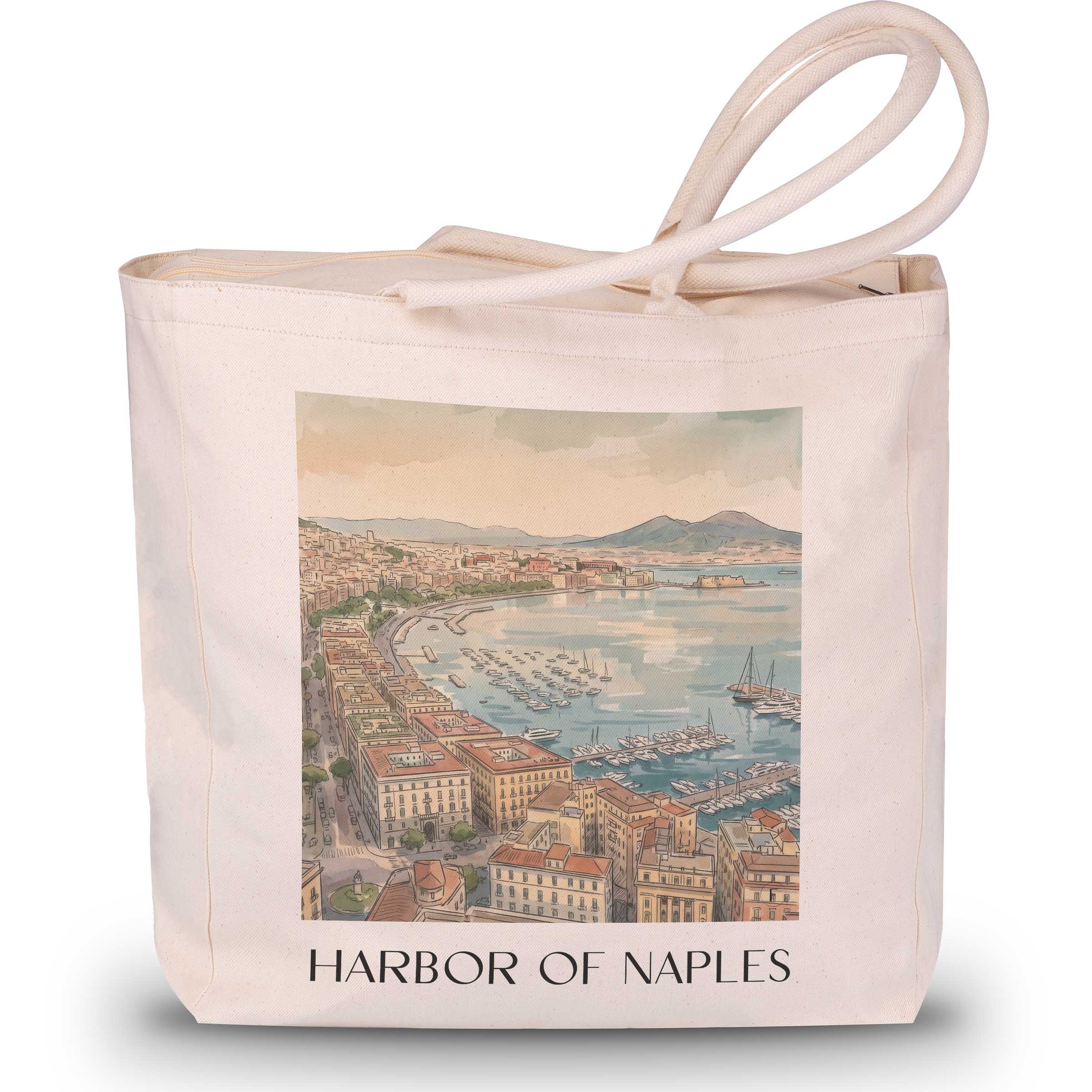 Hafen Shopping Tasche - Neapel - Italien Tote Bag - Einkaufstasche im Aquarell Stil