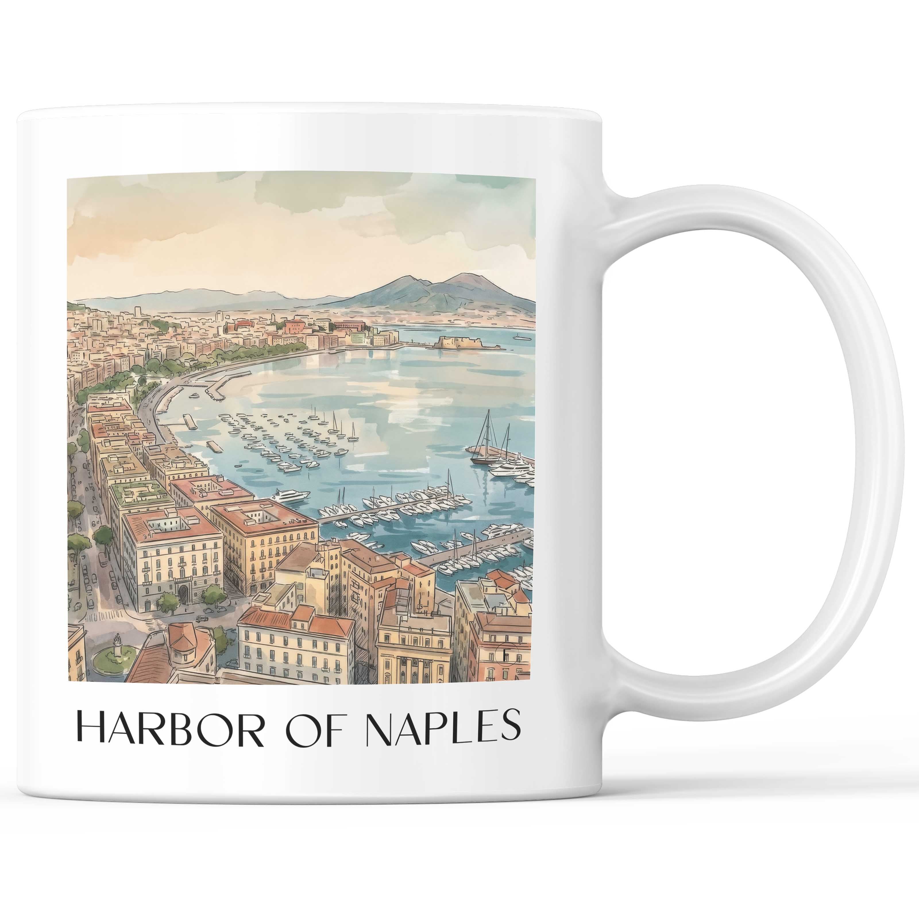 Hafen Kaffeebecher - Neapel - Italien Becher - Kaffeetasse im Aquarell Stil
