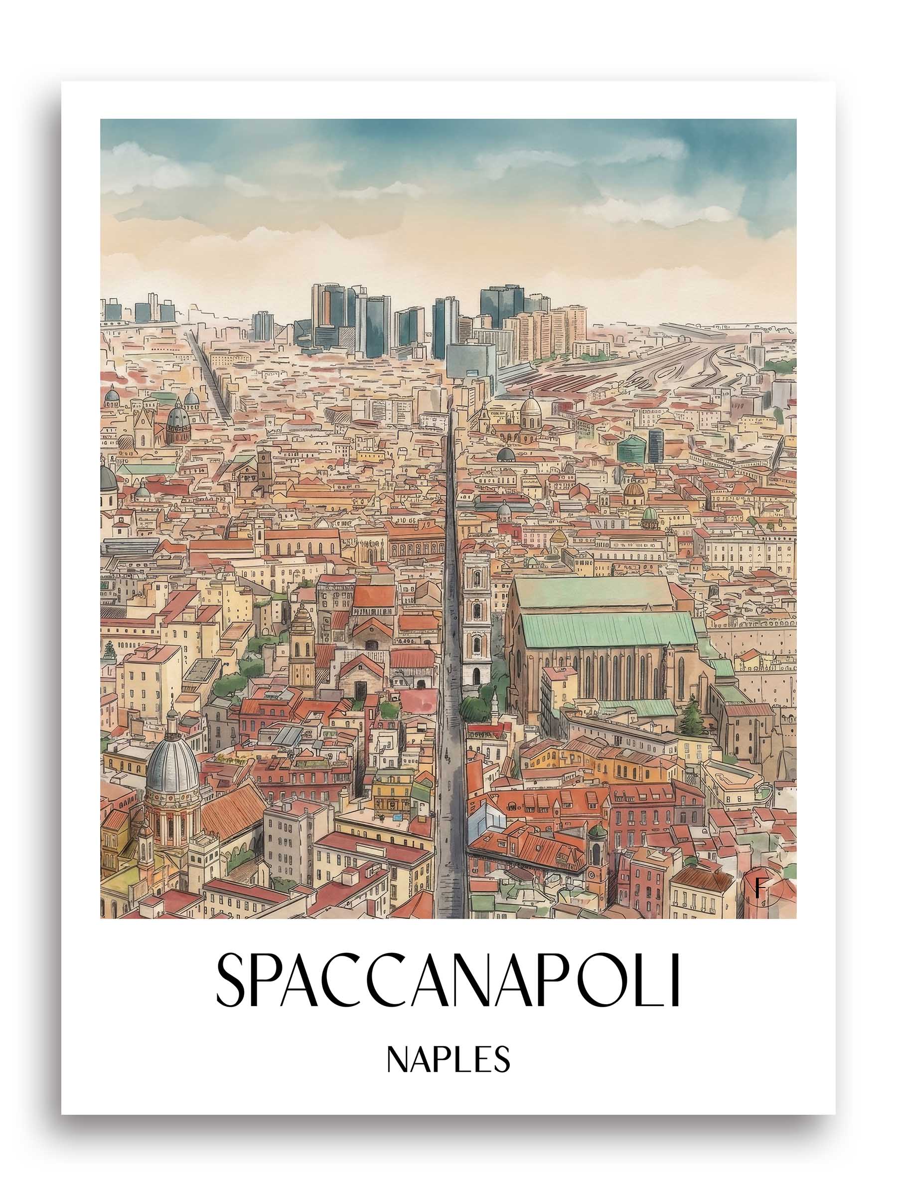 Spaccanapoli Poster - Neapel - Italien Kunstdruck - Aquarell von A4 bis A1