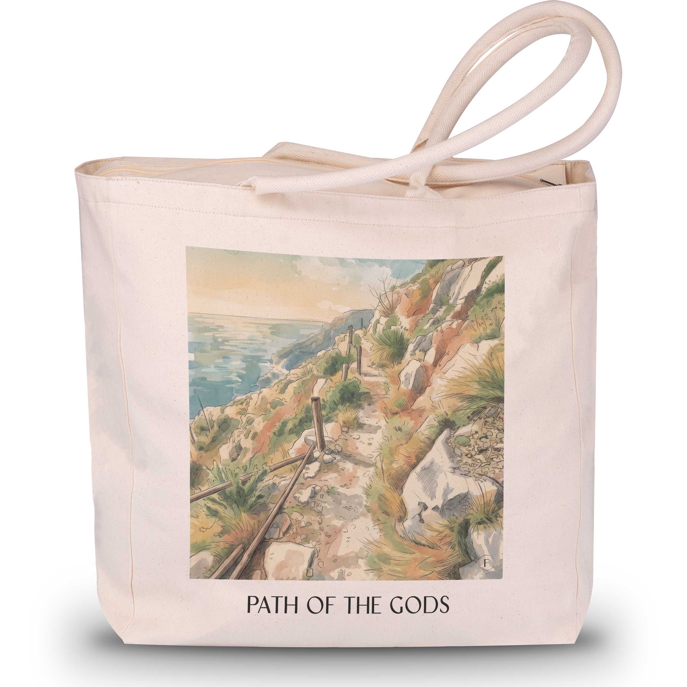 Pfad der Götter Shopping Tasche - Amalfiküste - Italien Tote Bag - Einkaufstasche im Aquarell Stil