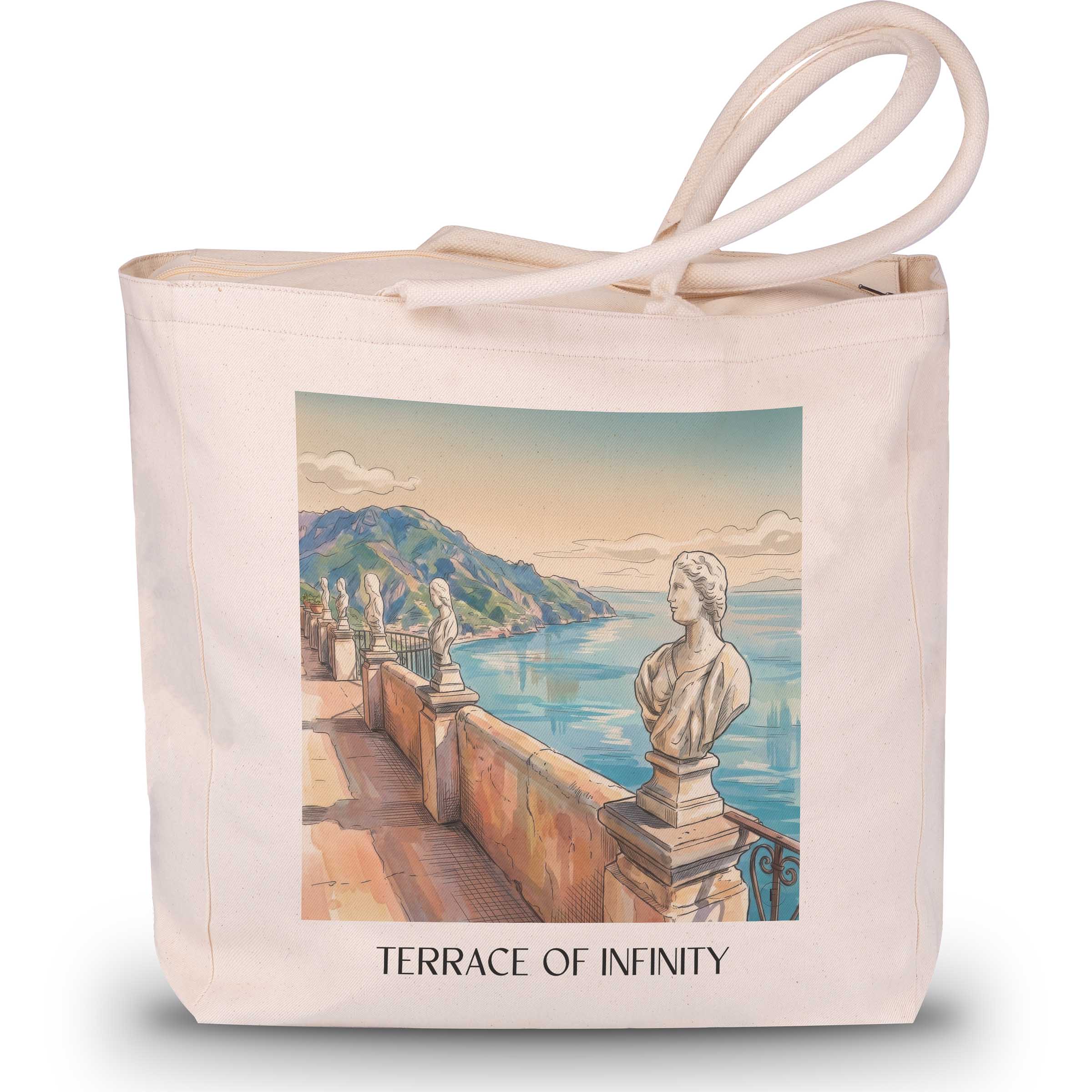 Terasse der Unendlichkeit Shopping Tasche - Ravello - Italien Tote Bag - Einkaufstasche im Aquarell Stil