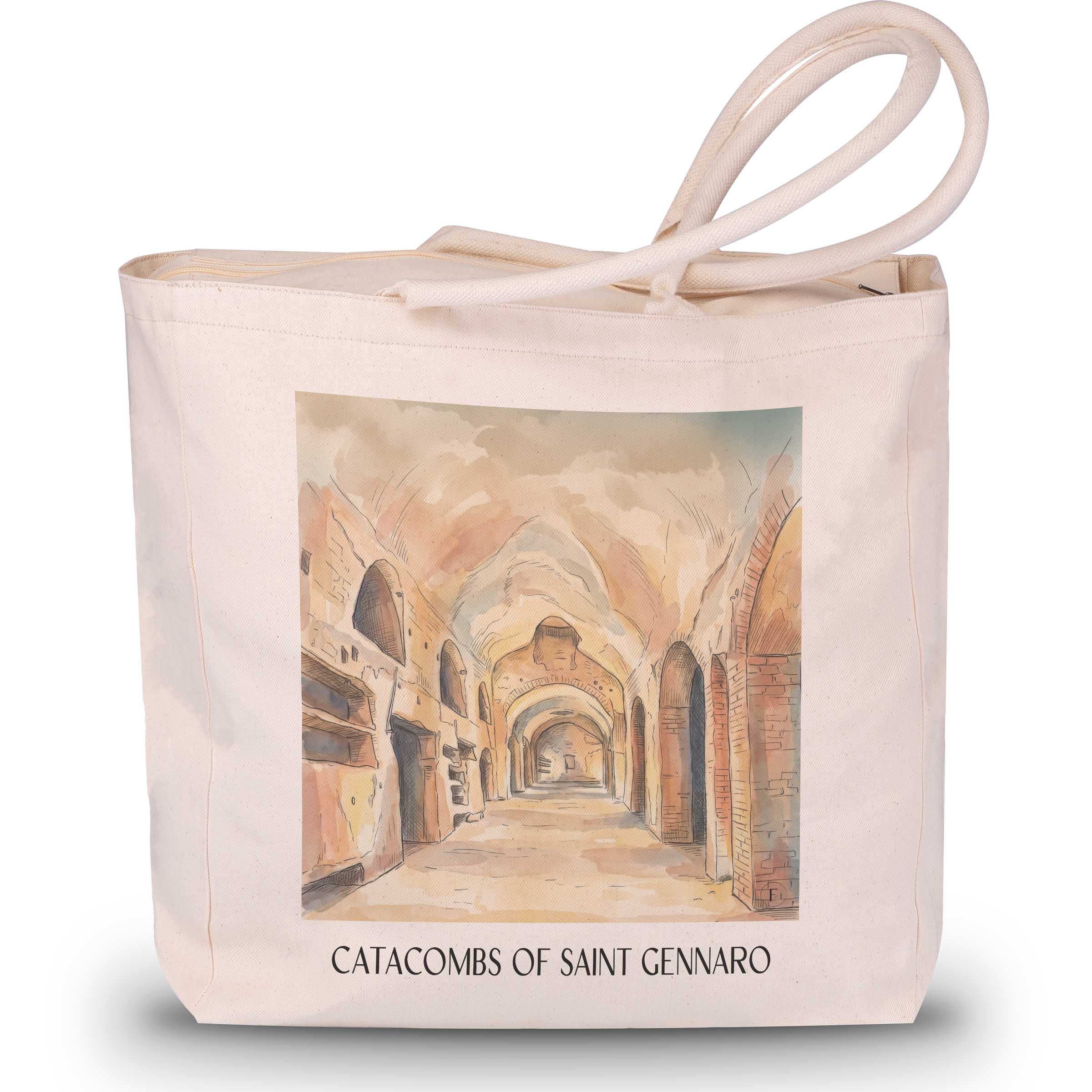 Katakomben des Heiligen Gennaro Shopping Tasche - Neapel - Italien Tote Bag - Einkaufstasche im Aquarell Stil