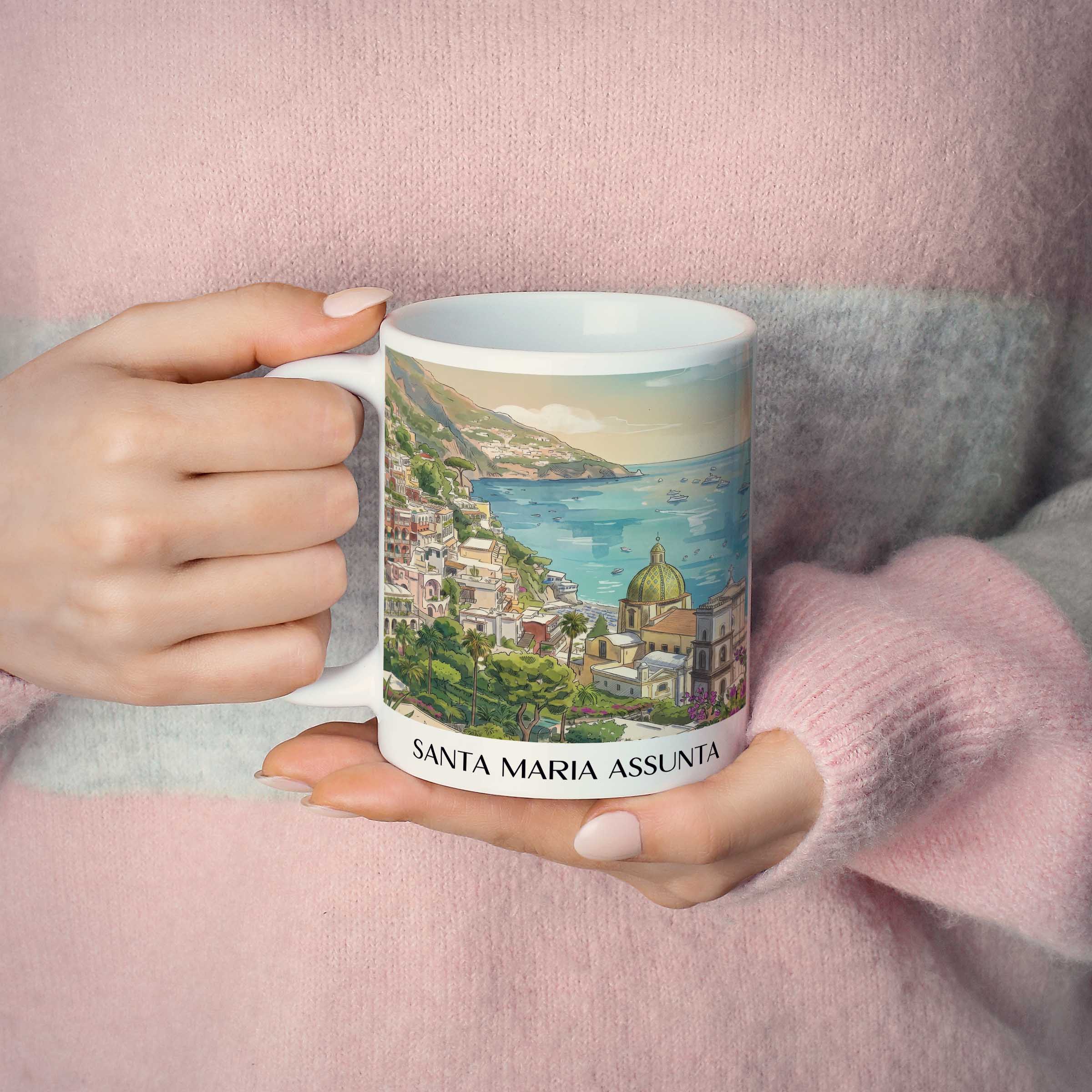 santa-maria-assunta-positano-italien-kaffeebecher-aquarell