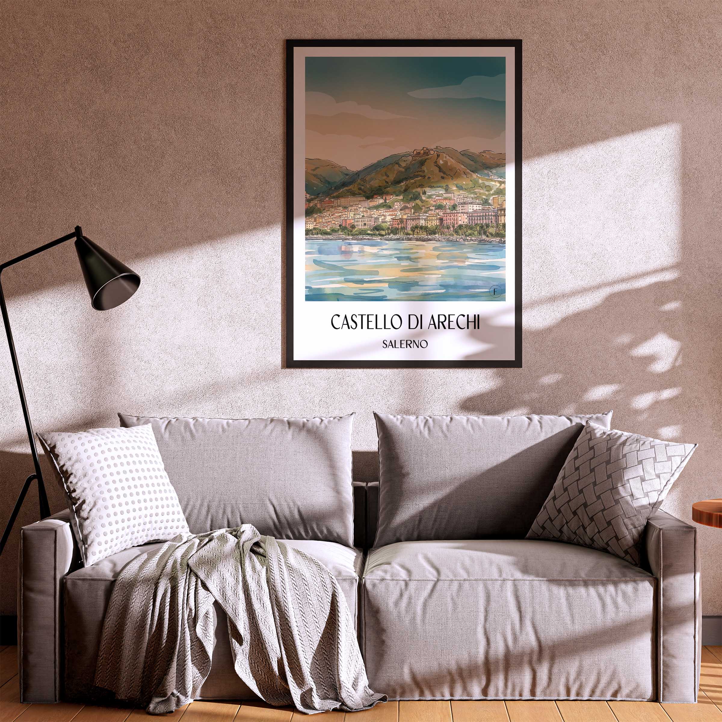 castello-di-arechi-salerno-italien-poster-aquarell