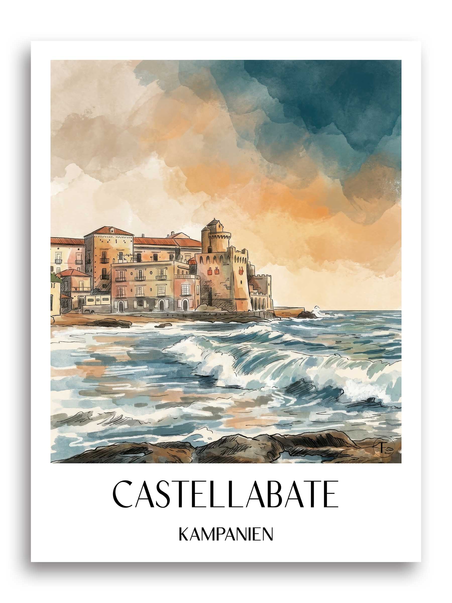 castellabate-kampanien-italien-poster-aquarell