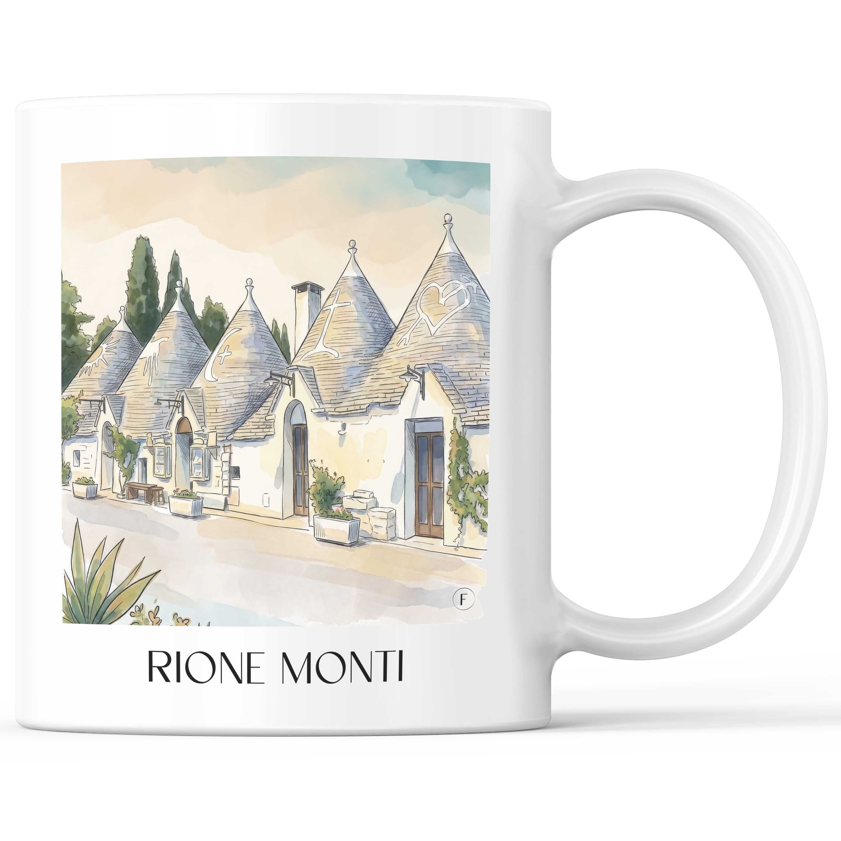 Rione Monti Kaffeebecher - Alberobello - Italien Becher - Kaffeetasse im Aquarell Stil