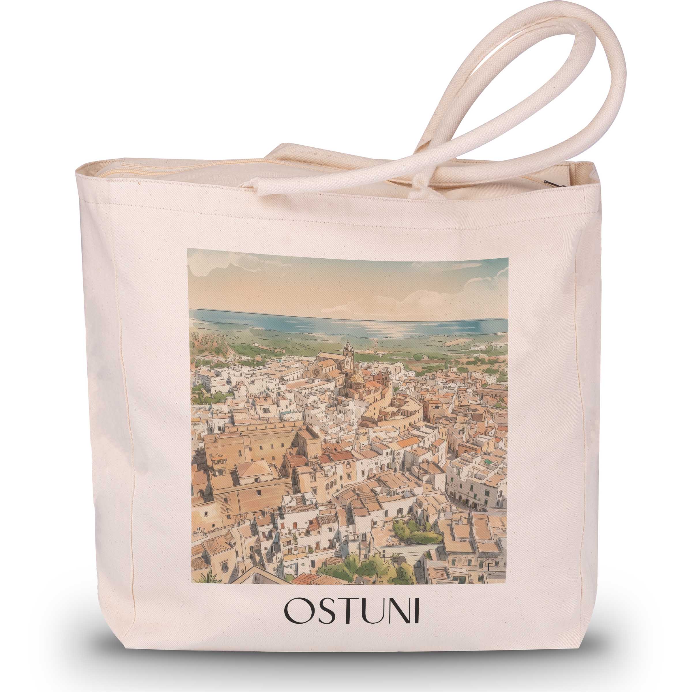 ostuni-apulien-italien-einkaufstasche-aquarell