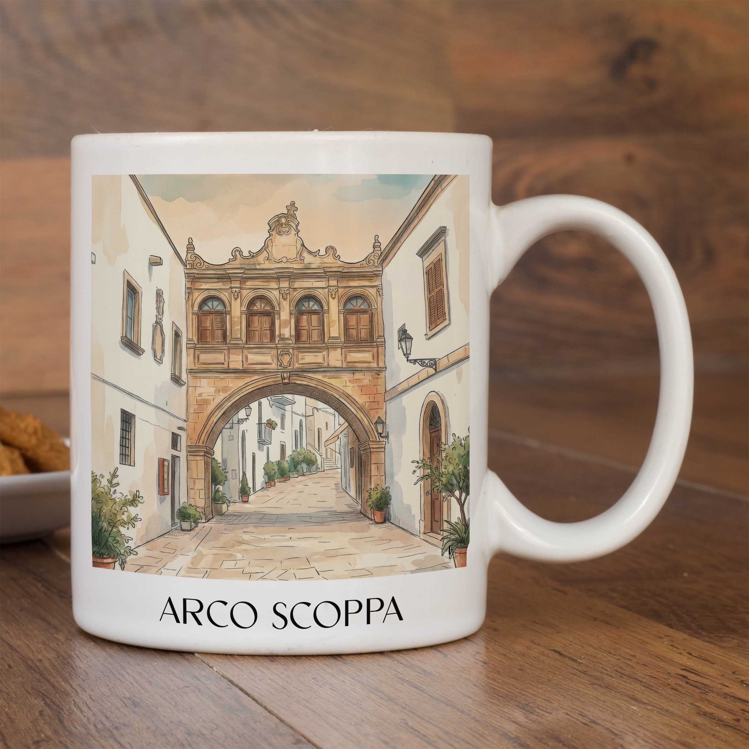 arco-scoppa-ostuni-italien-kaffeebecher-aquarell