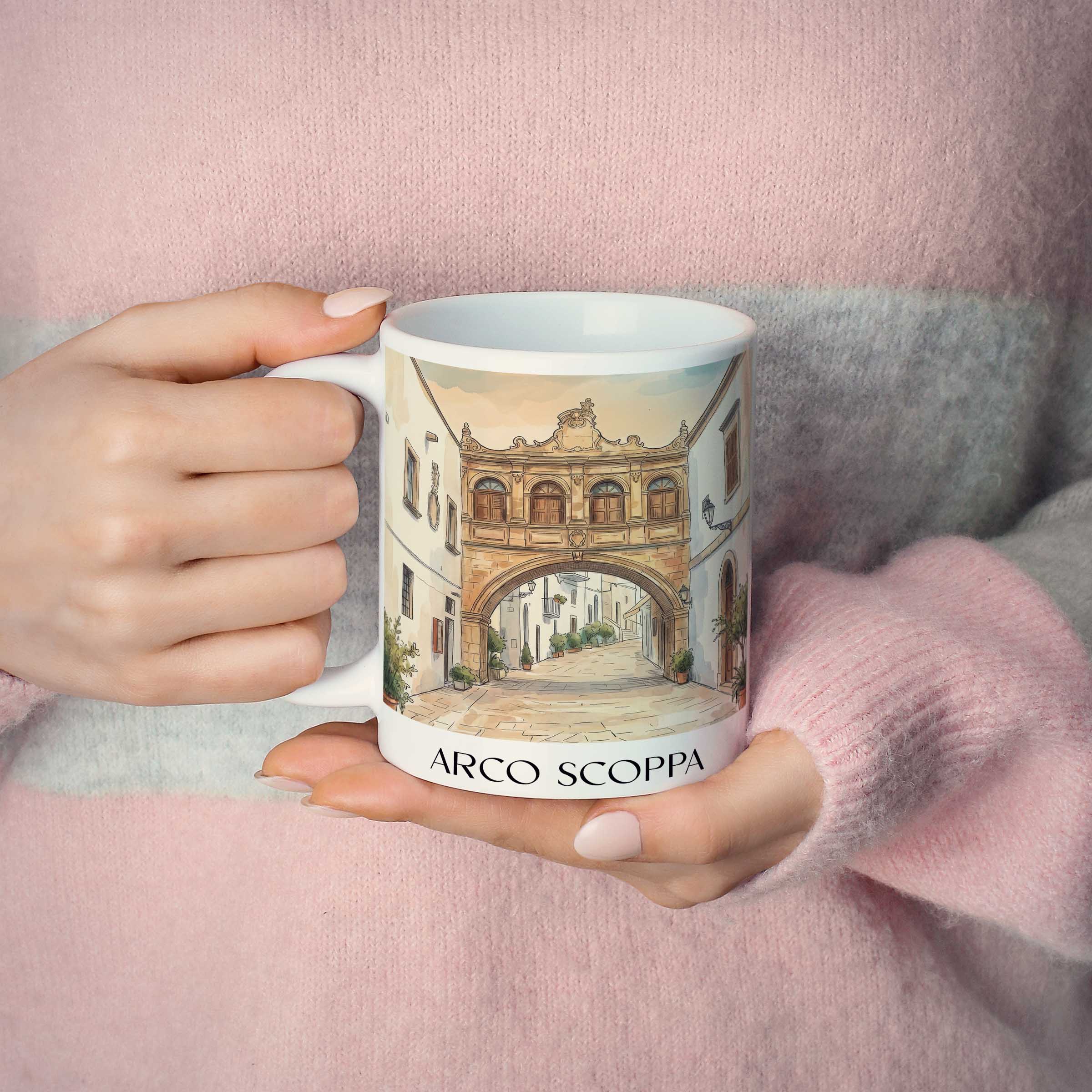 arco-scoppa-ostuni-italien-kaffeebecher-aquarell