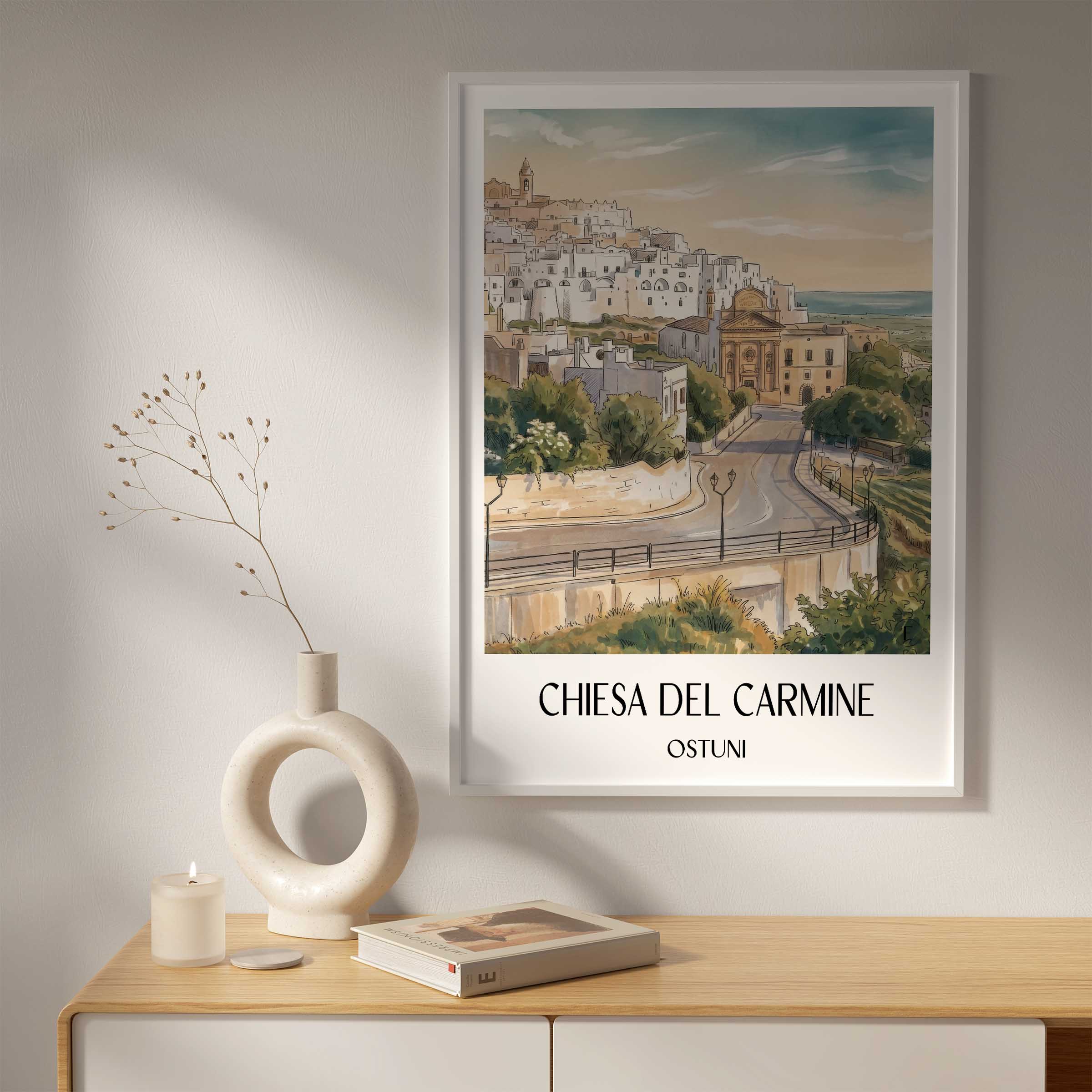 chiesa-del-carmine-ostuni-italien-poster-aquarell