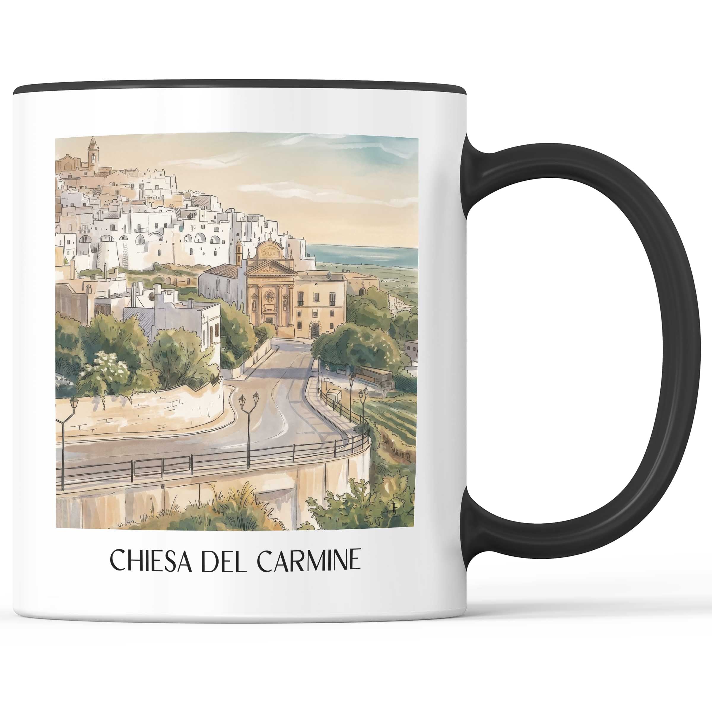 Chiesa del Carmine Kaffeebecher - Ostuni - Italien Becher - Kaffeetasse im Aquarell Stil