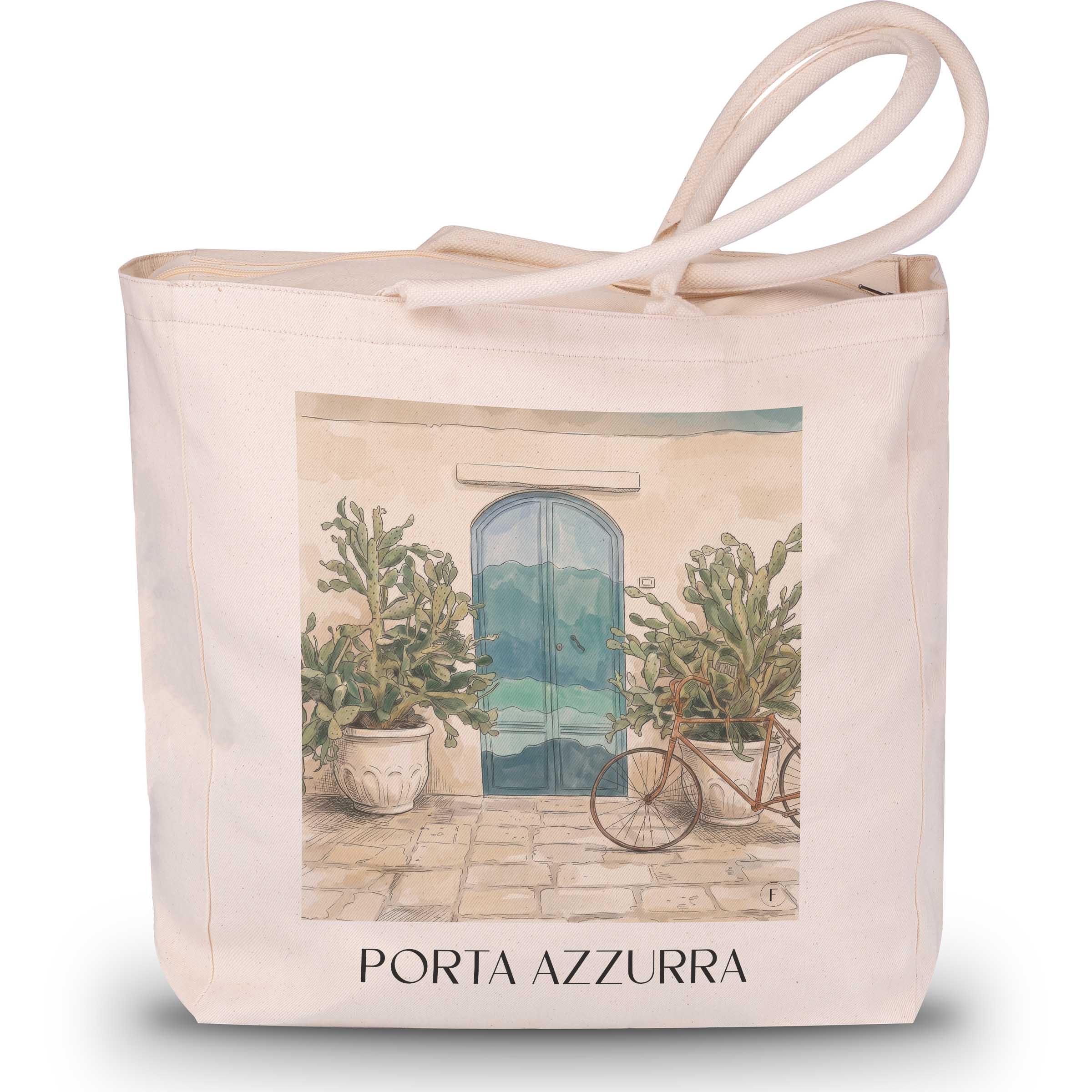 Porta Azzurra Shopping Tasche - Ostuni - Italien Tote Bag - Einkaufstasche im Aquarell Stil