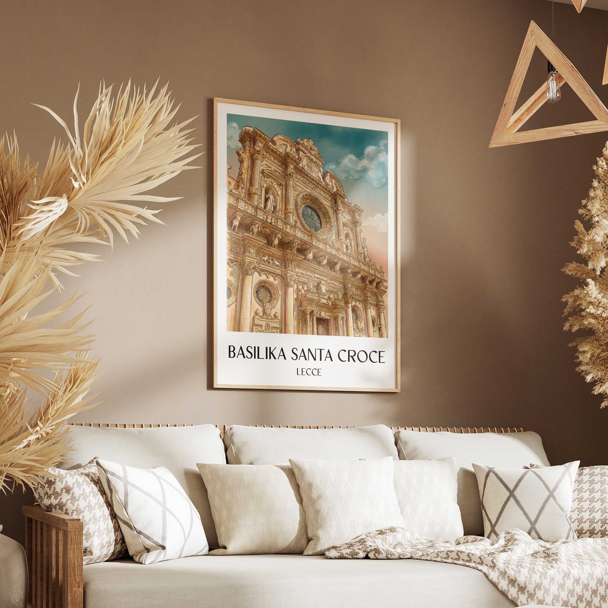 basilika-santa-croce-lecce-italien-poster-aquarell