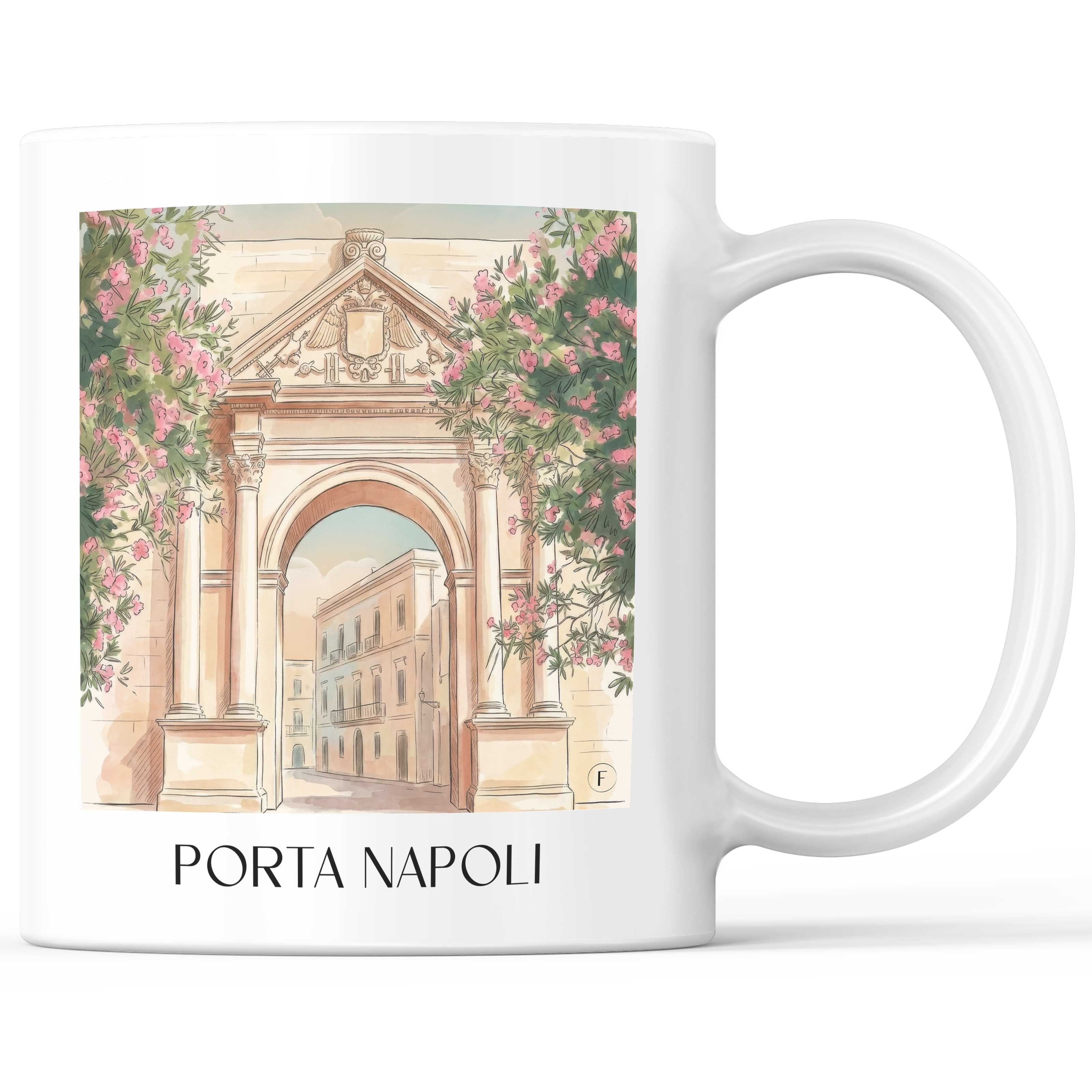 Porta Napoli Kaffeebecher - Lecce - Italien Becher - Kaffeetasse im Aquarell Stil