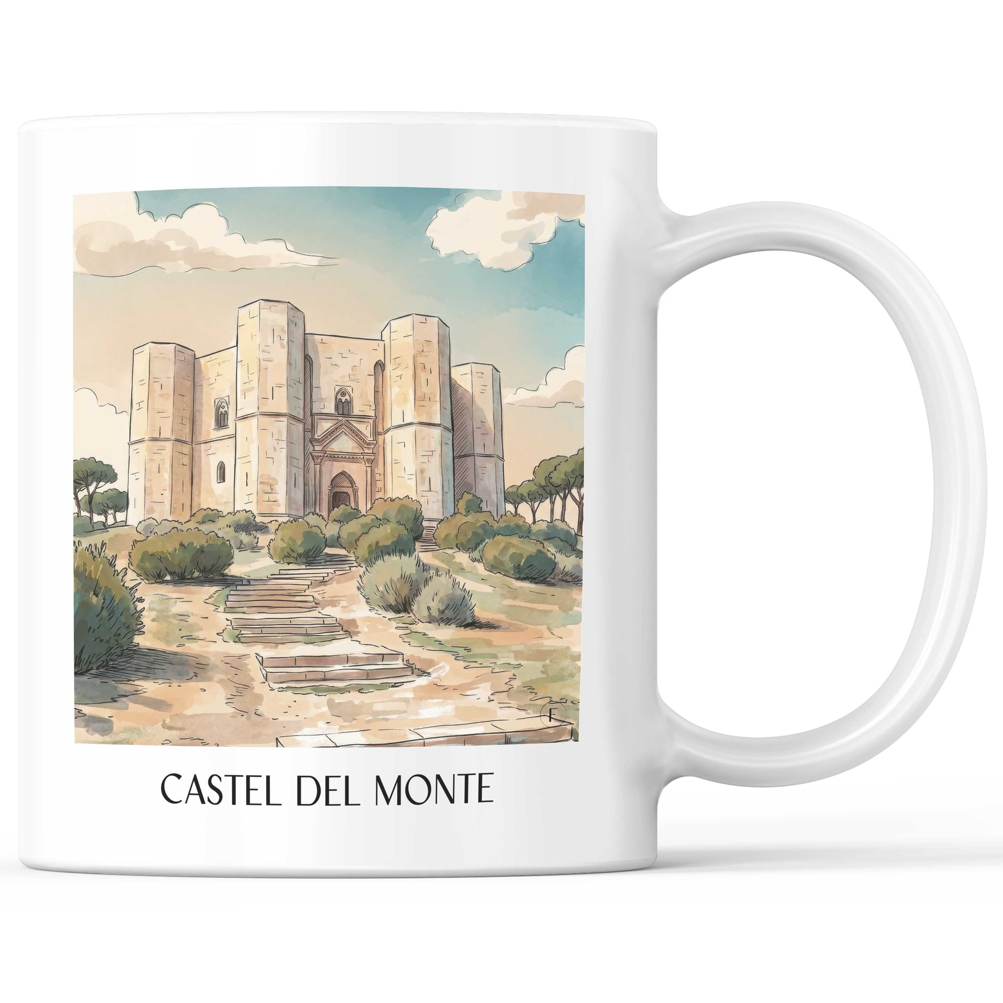 castel-del-monte-apulien-italien-kaffeebecher-aquarell