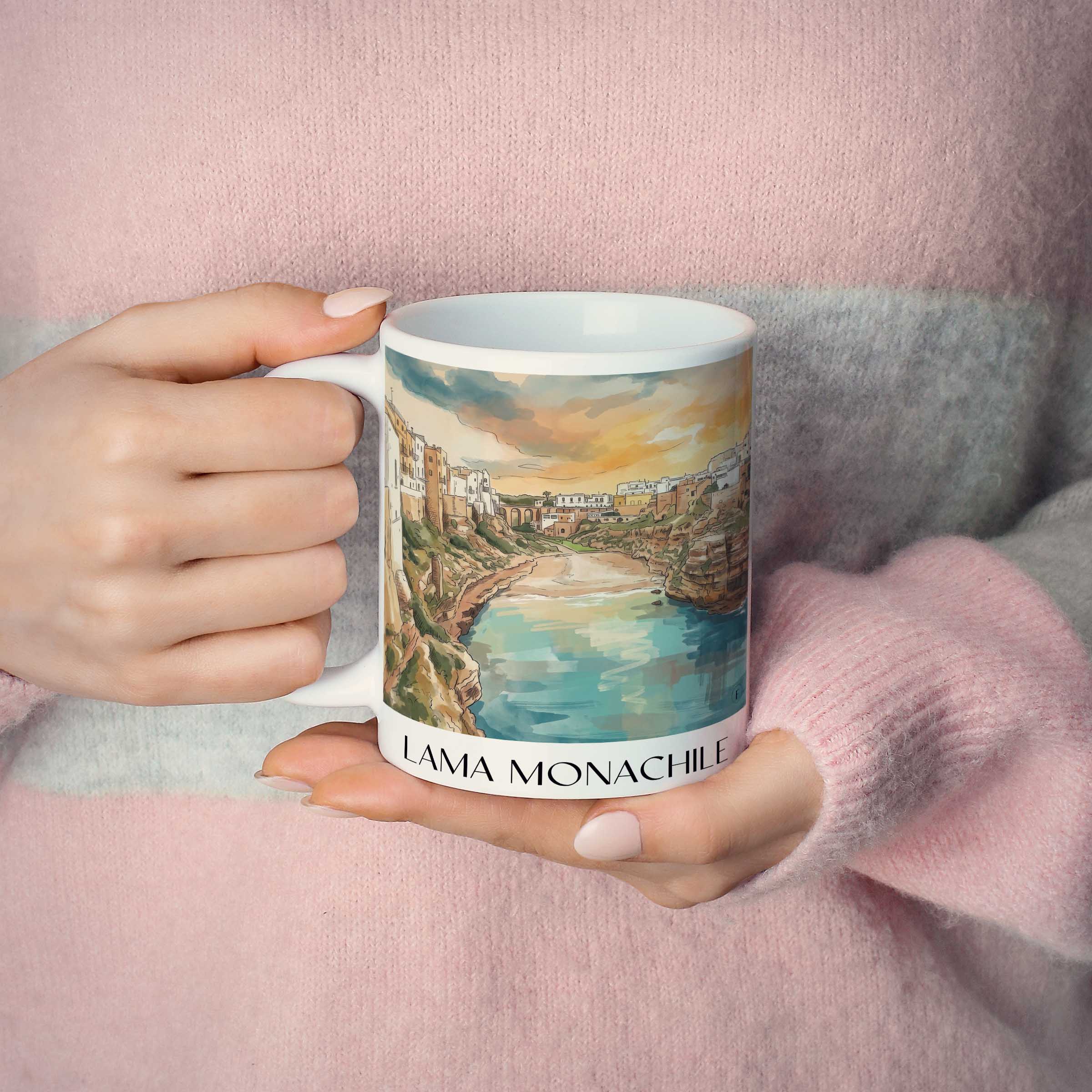 lama-monachile-polignano-a-mare-italien-kaffeebecher-aquarell