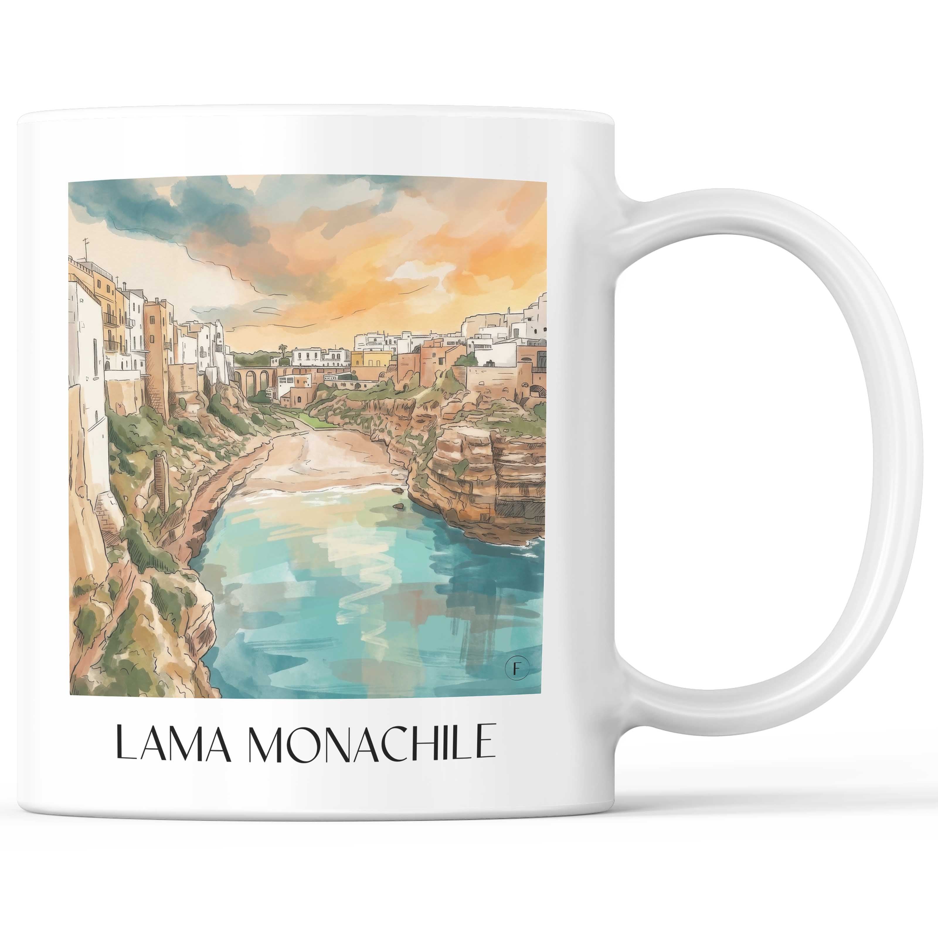 lama-monachile-polignano-a-mare-italien-kaffeebecher-aquarell