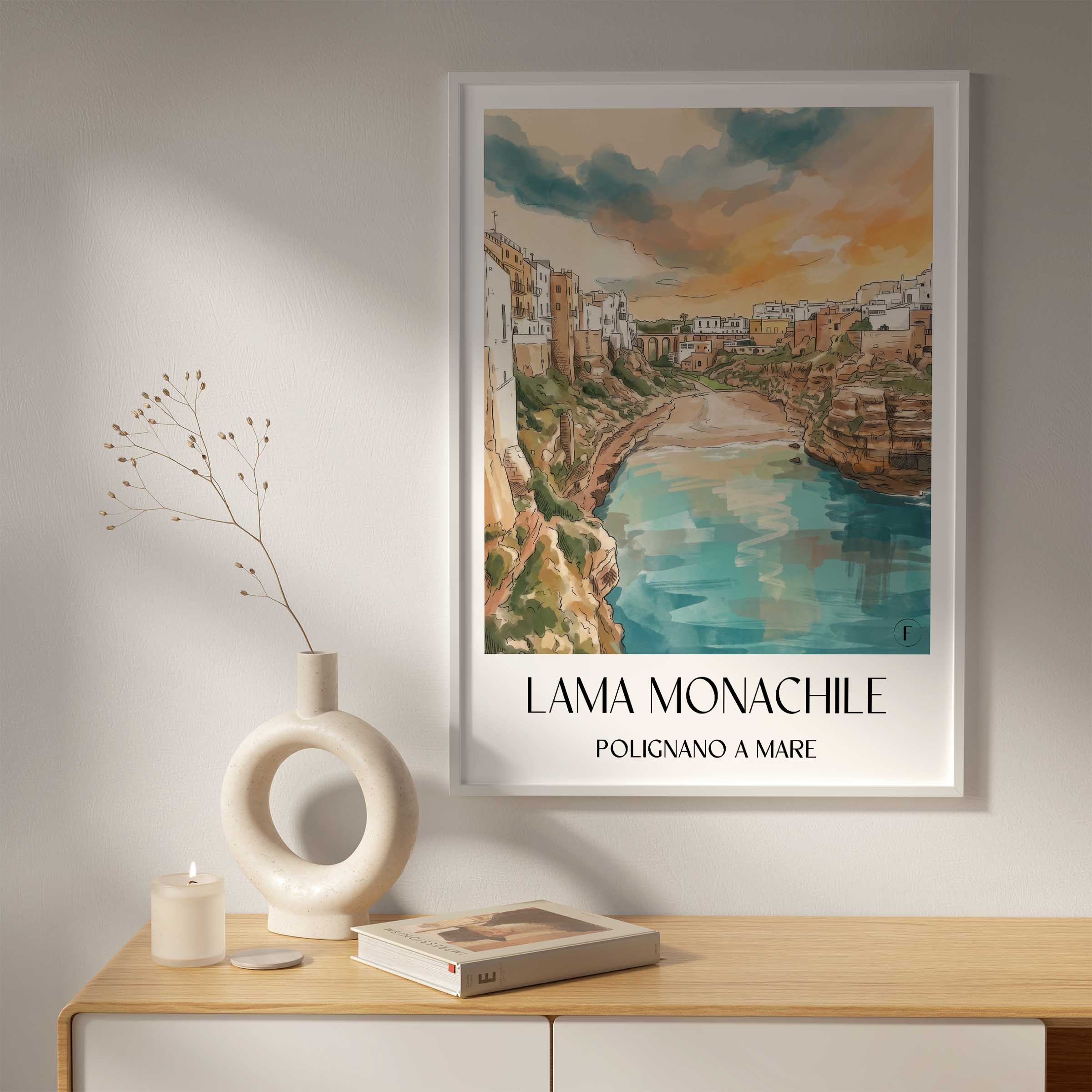 lama-monachile-polignano-a-mare-italien-poster-aquarell