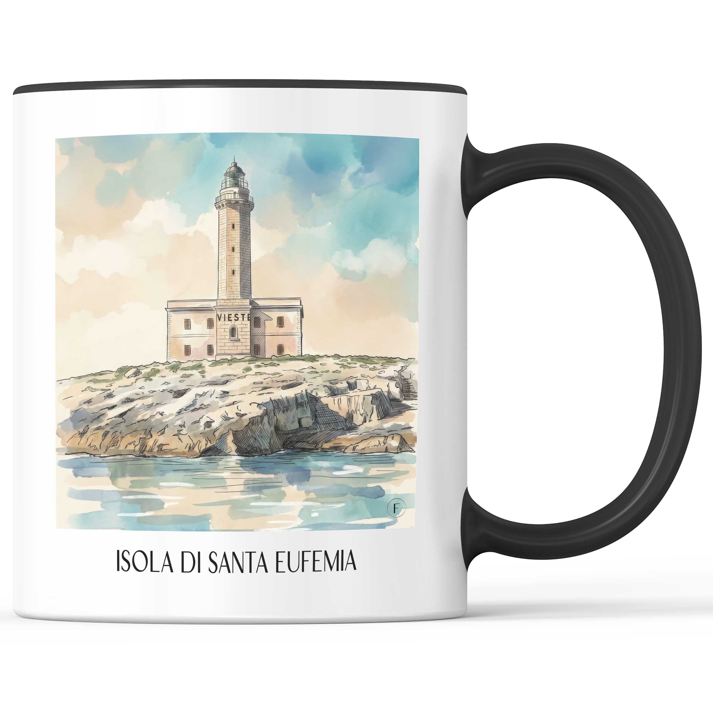 Isola di Santa Eufemia Kaffeebecher - Vieste - Italien Becher - Kaffeetasse im Aquarell Stil