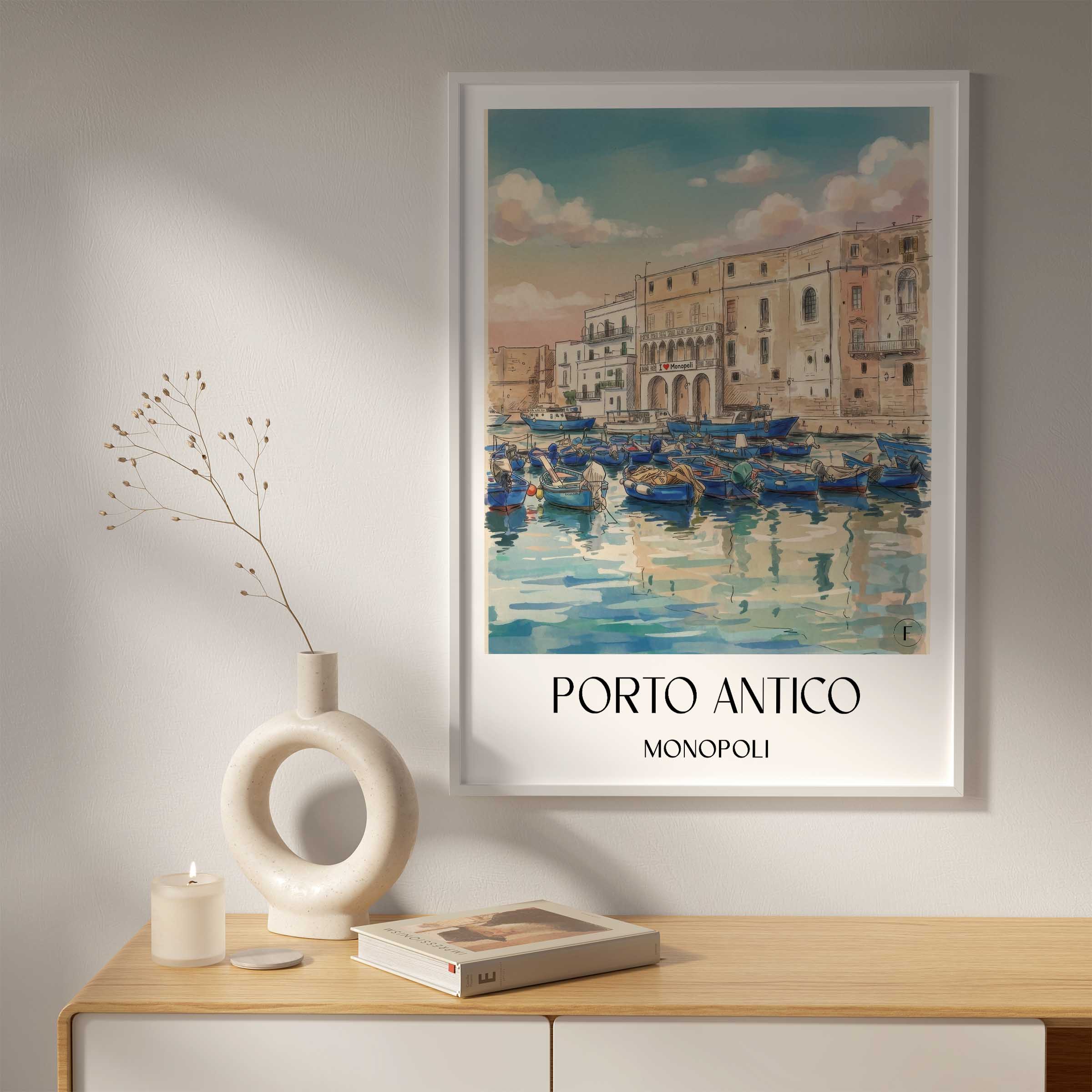 porto-antico-monopoli-italien-poster-aquarell