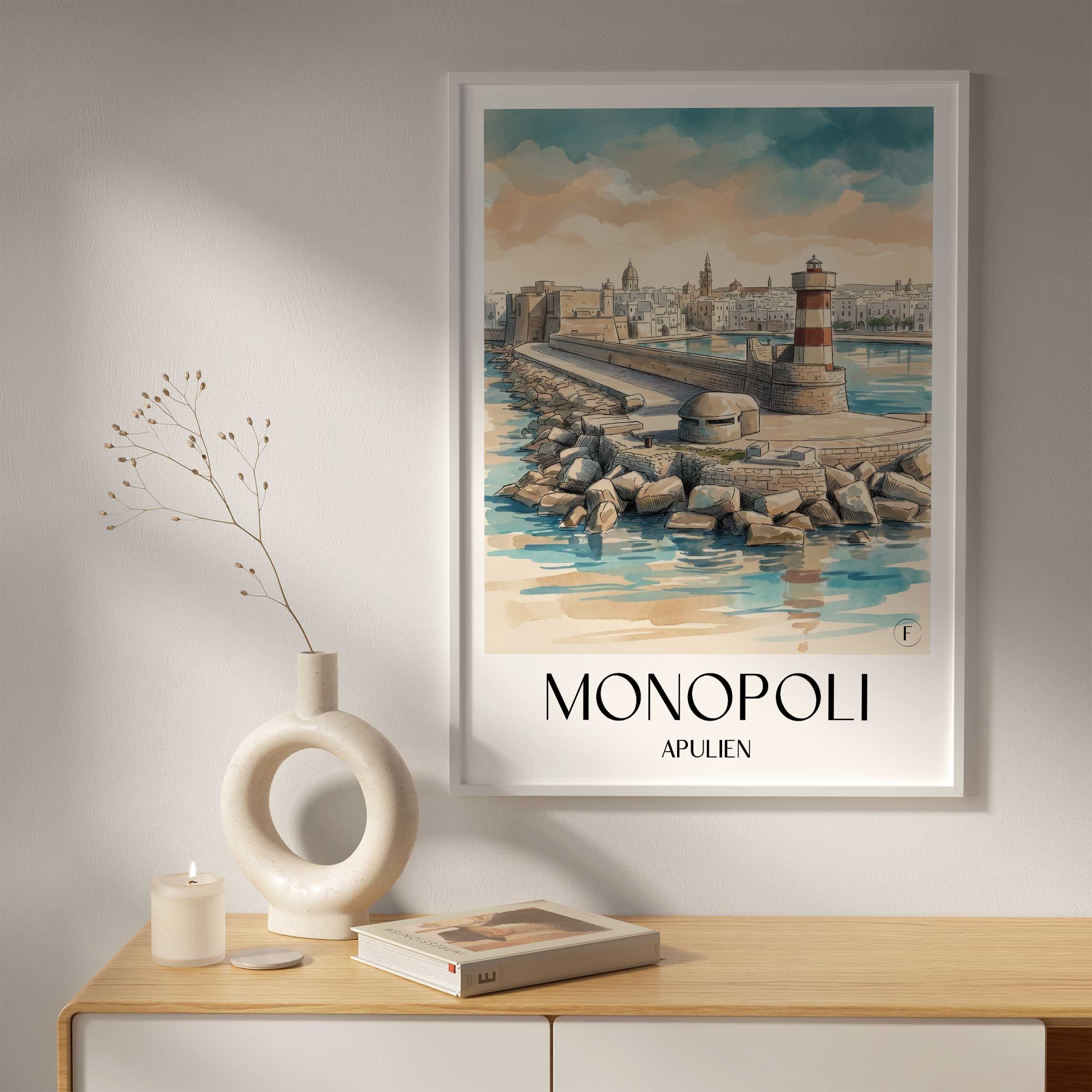 monopoli-apulien-italien-poster-aquarell