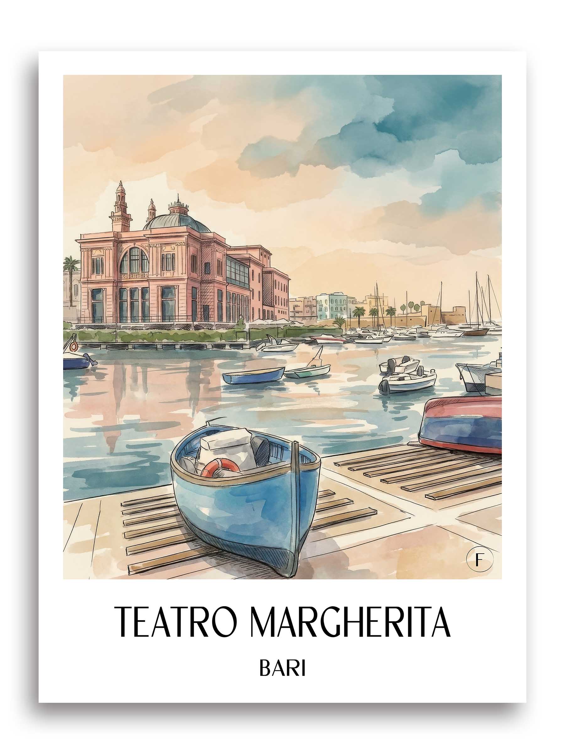 Teatro Margherita Poster - Bari - Italien Kunstdruck - Aquarell von A4 bis A1