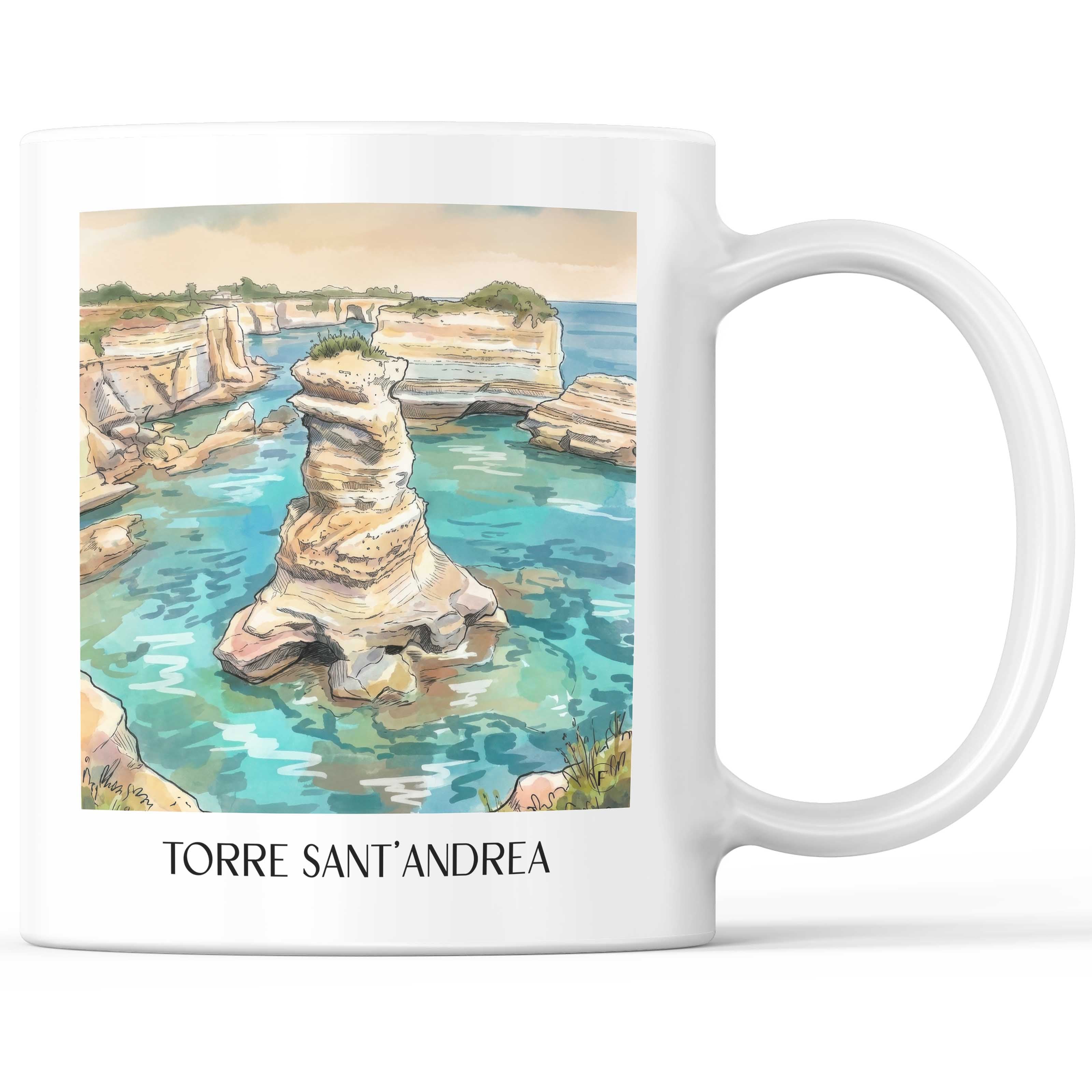 Torre Sant´Andrea Kaffeebecher - Salento - Italien Becher - Kaffeetasse im Aquarell Stil